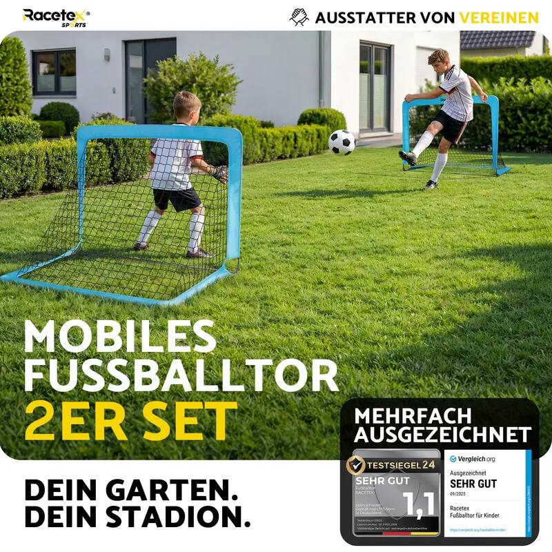 Kinder - fußball - pop-up-tore - 2er-set - racetex - hellblau 2/7