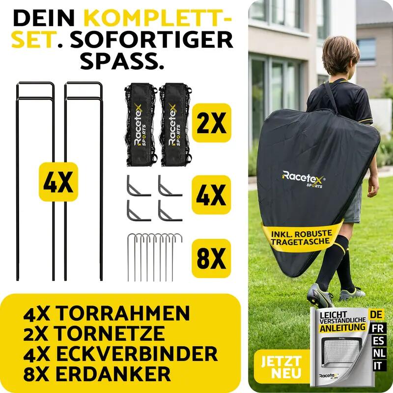 Kinder - fußball - pop-up-tore - 2er set, faltbar - schwarz 6/7