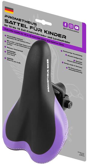 Sella bici bambino 10/12/14/16 pollici Premium Ø222 mm Viola