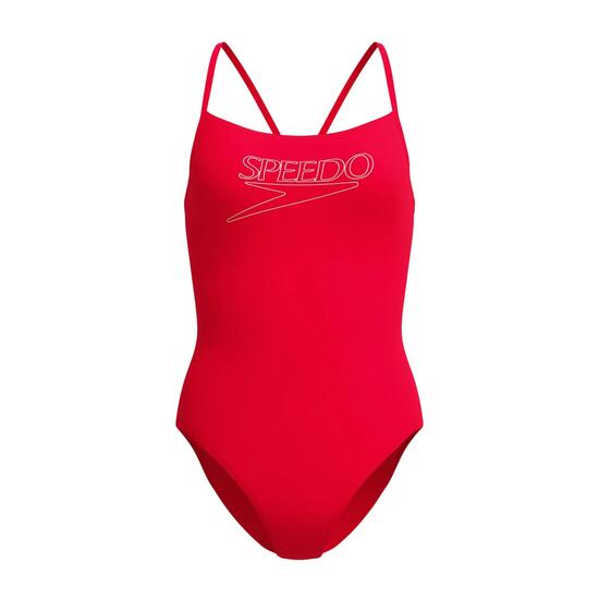 Maillot De Bain 1 Pièce À Bretelles Fines Motif/style Logo Femme (Rouge)