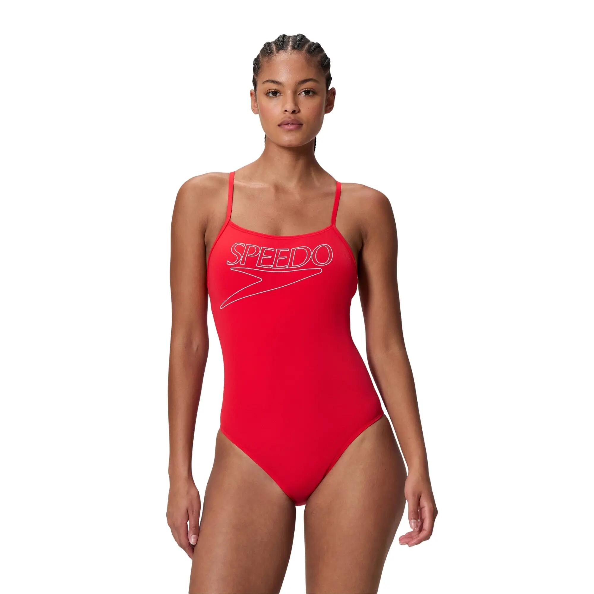 Costume Da Bagno Intero Logo Resistenza+ Bretellina Donna Speedo Rosso 3/5