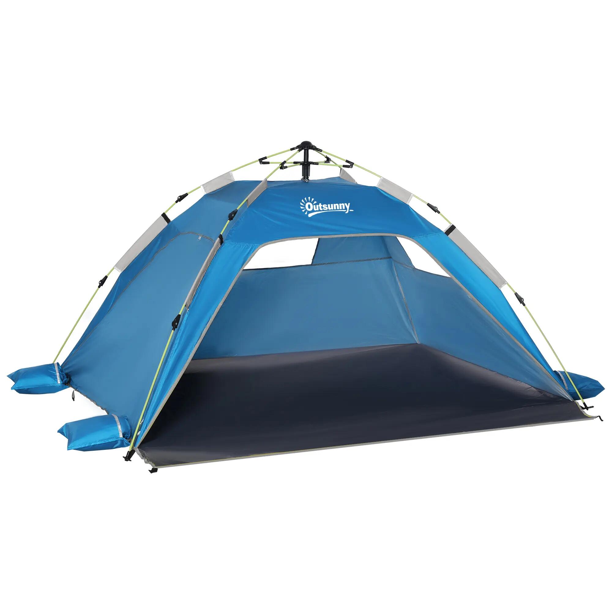 Tente de plage - Camping - 1 à 2 personnes - Ouverture automatique - Bleu clair 2/6