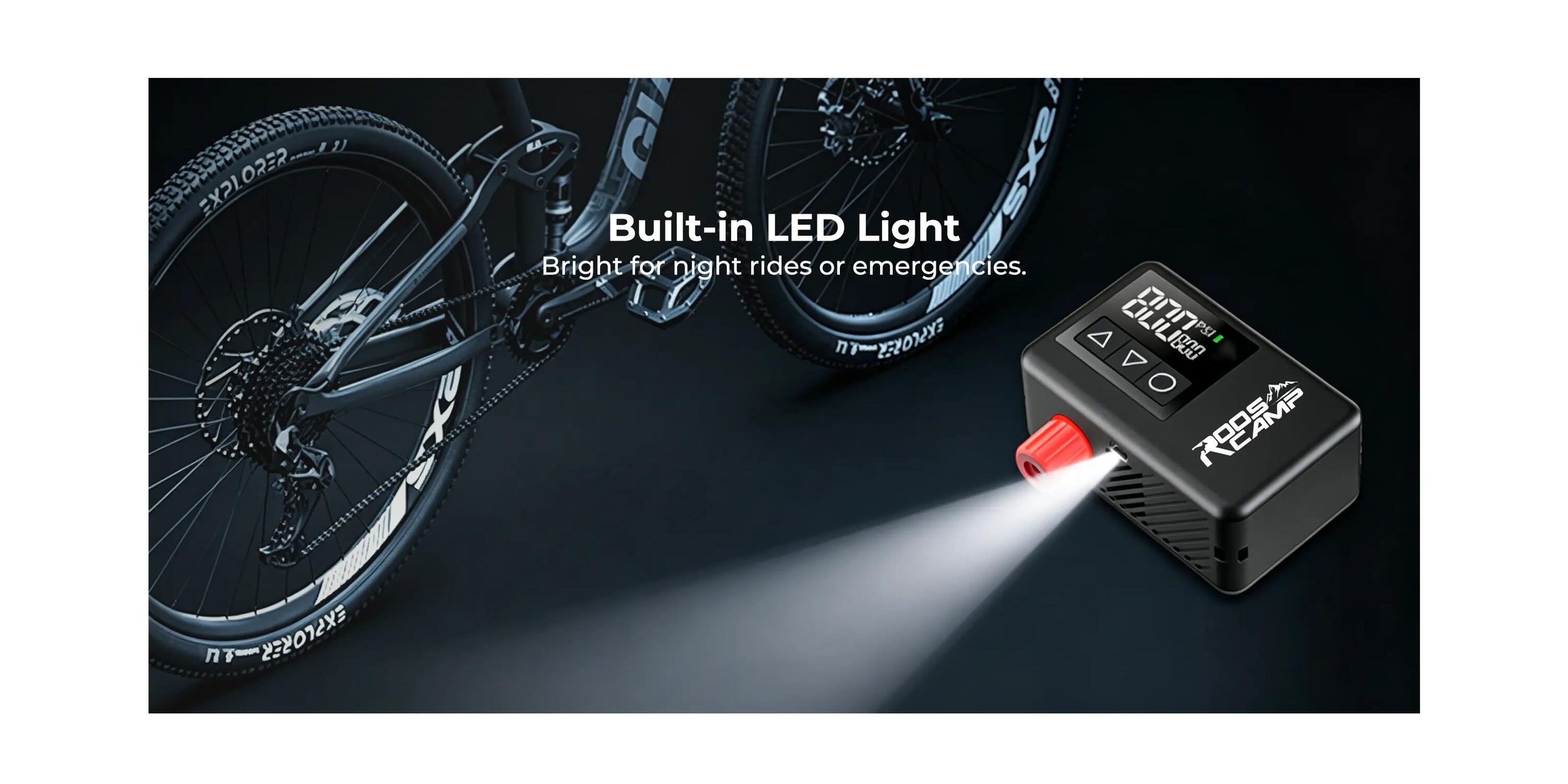 RoosCamp Pompe à Vélo Électrique 120 PSI – Écran LCD & Lampe LED 6/11