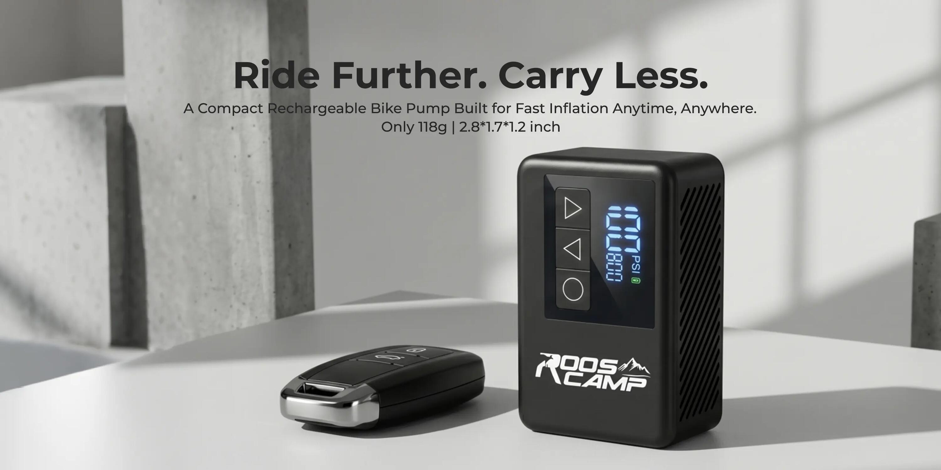 RoosCamp Pompe à Vélo Électrique 120 PSI – Écran LCD & Lampe LED 5/11