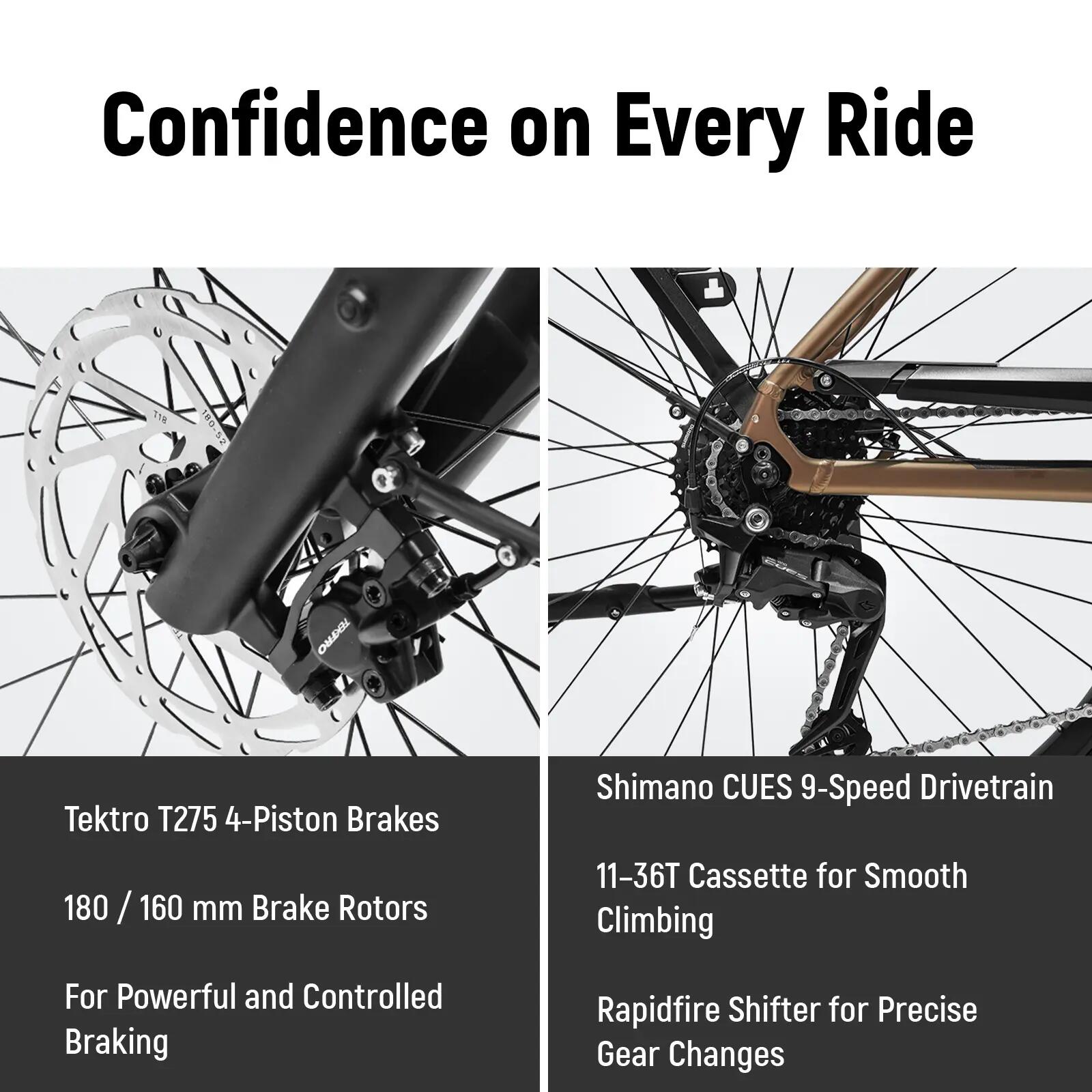 Quartz Pro E-Bike 28” Motore Centrale 48V 100 Nm, 161 km – Shimano 9 Velocità 8/11