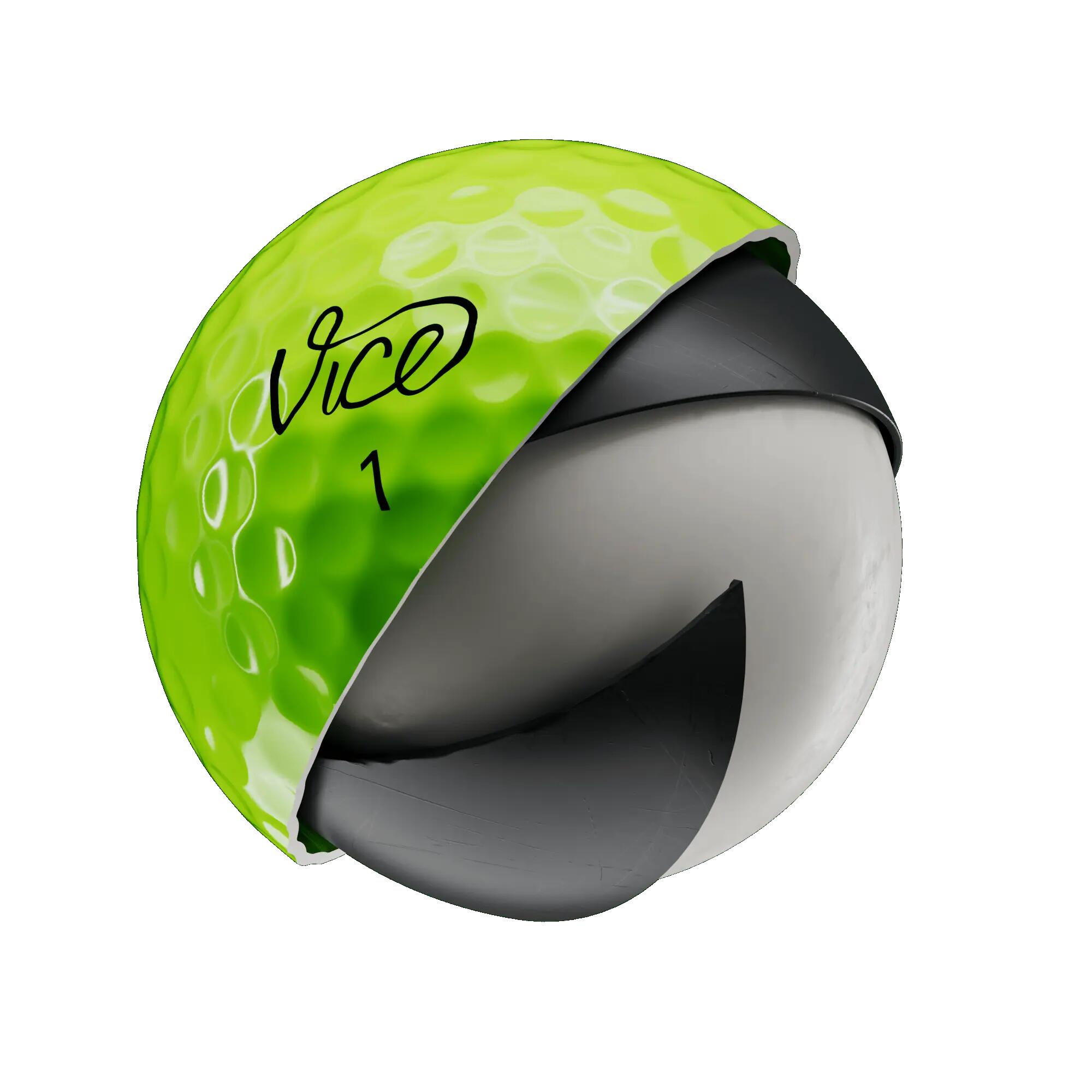 Vice Pro 12x Golf Balls Neon Lime 3/4