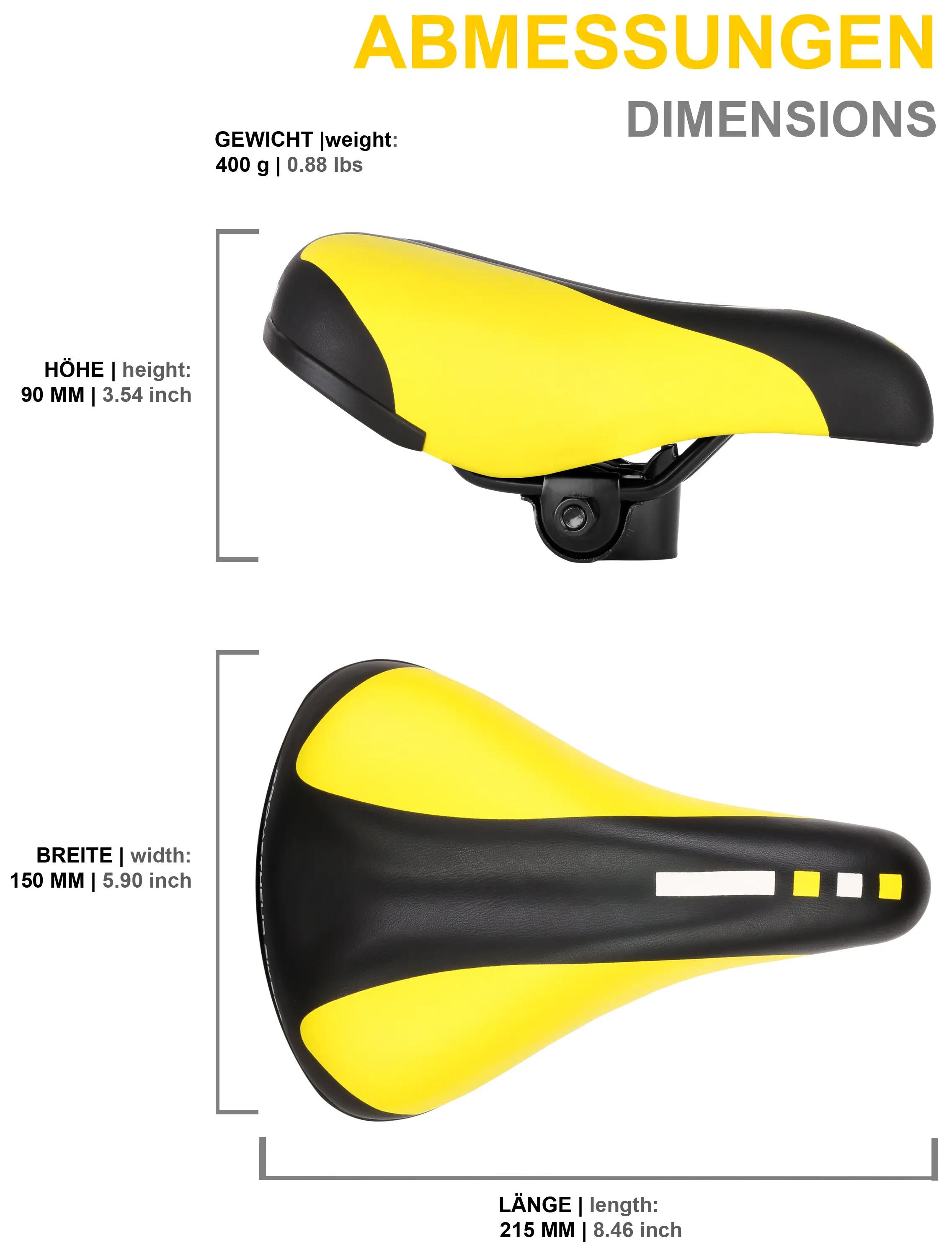 Sillín para bicicleta infantil 12/14/16/18 pulgadas 215x150 mm Amarillo 3/6