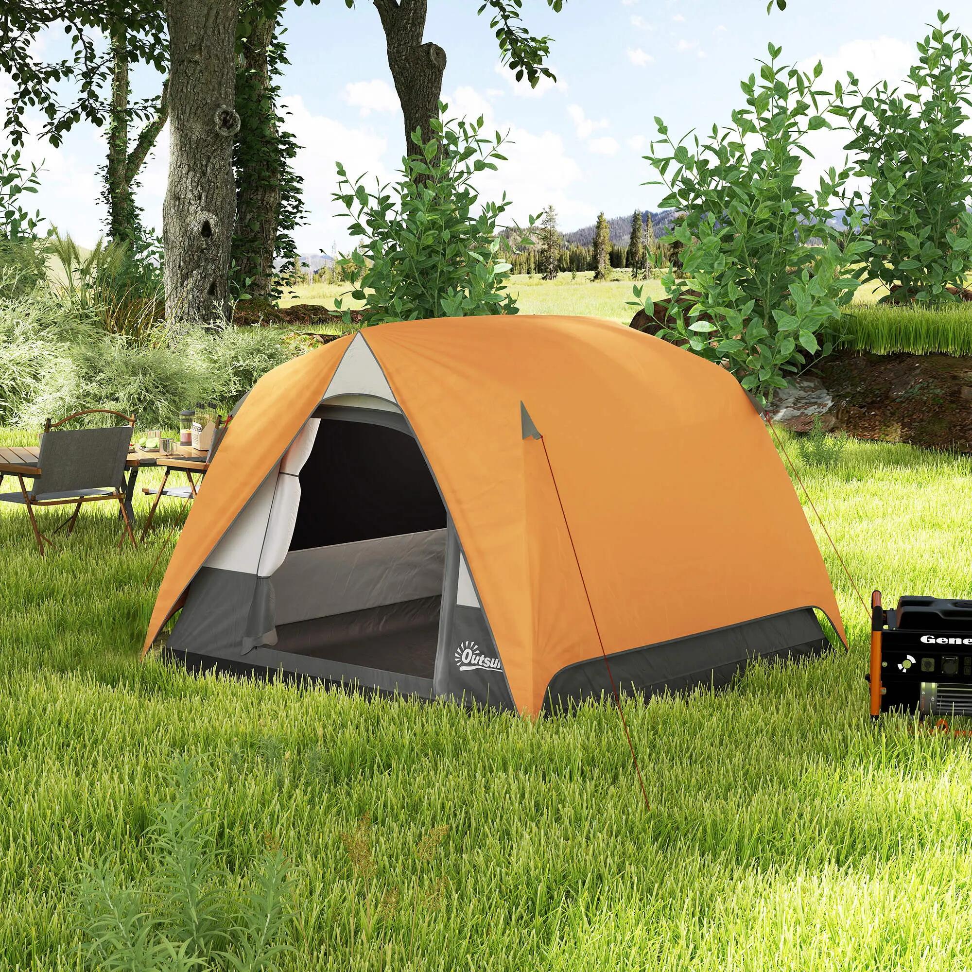 Tente camping 4 personnes imperméable montage facile 200x200x135 cm 4/6