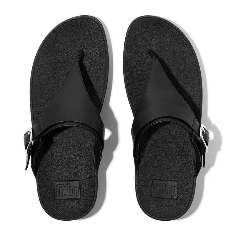 FITFLOP Lulu Adjustable Toe Post - Leather  GEHEEL ZWART 40 3/7