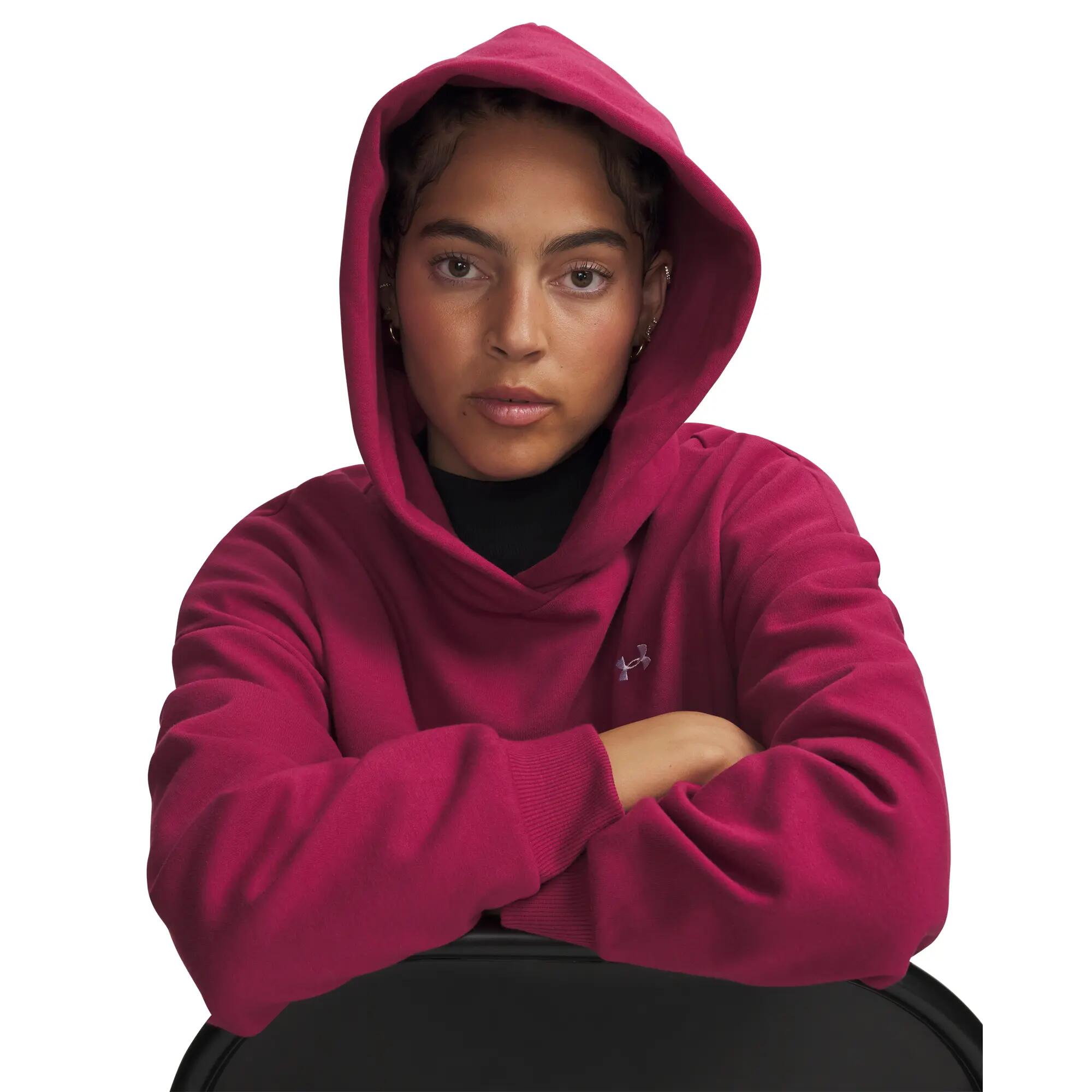 Ua Icon Fleece Hoodie Voor Dames Bordeauxrood 5/5