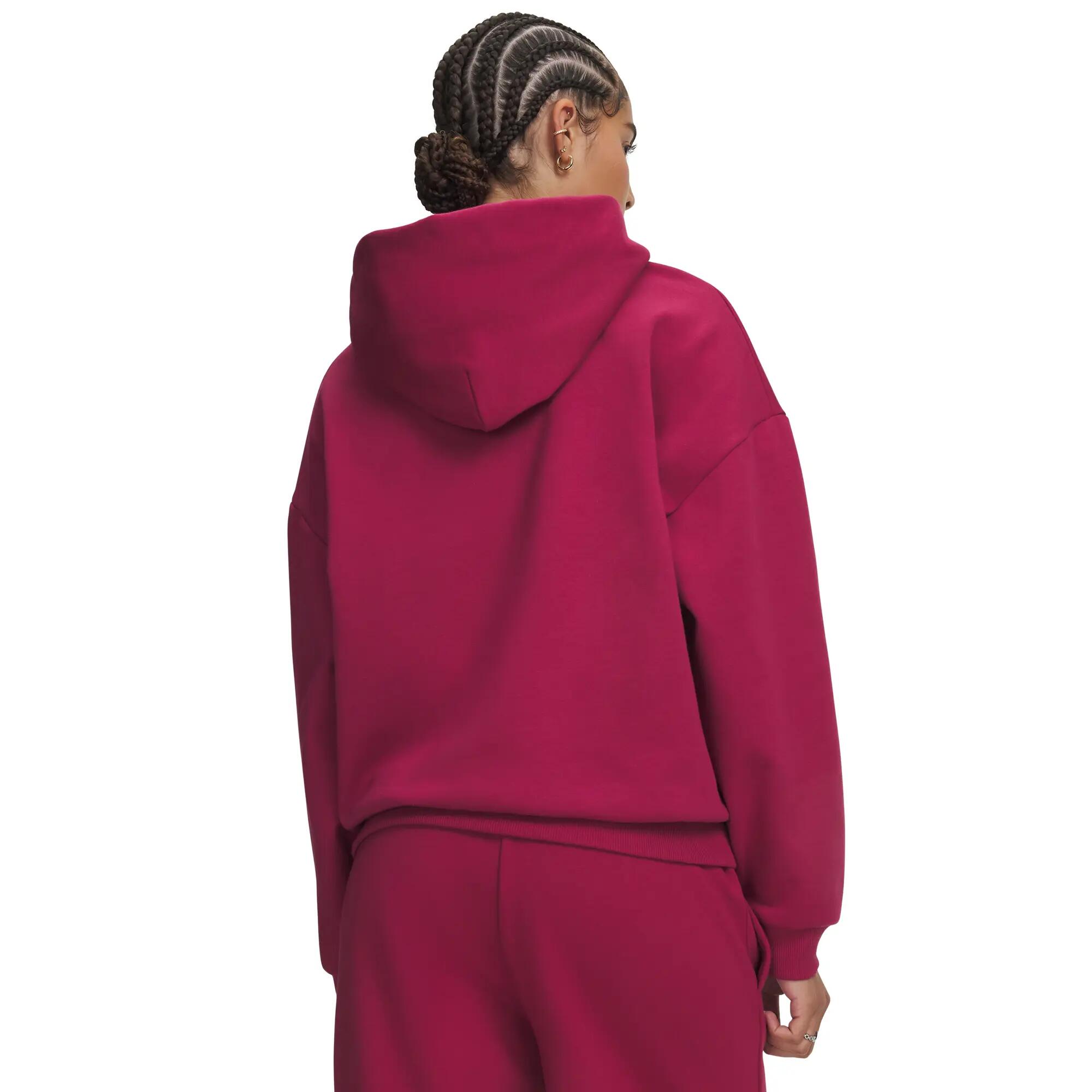 Ua Icon Fleece Hoodie Voor Dames Bordeauxrood 4/5
