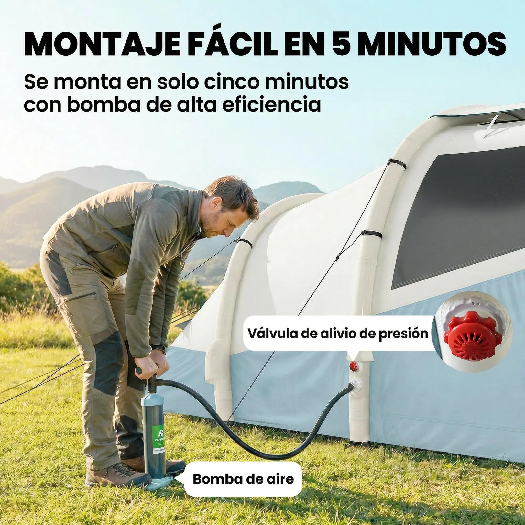 Tente gonflable 2-3 personnes pompe imperméable 3000 mm montage rapide 6/6