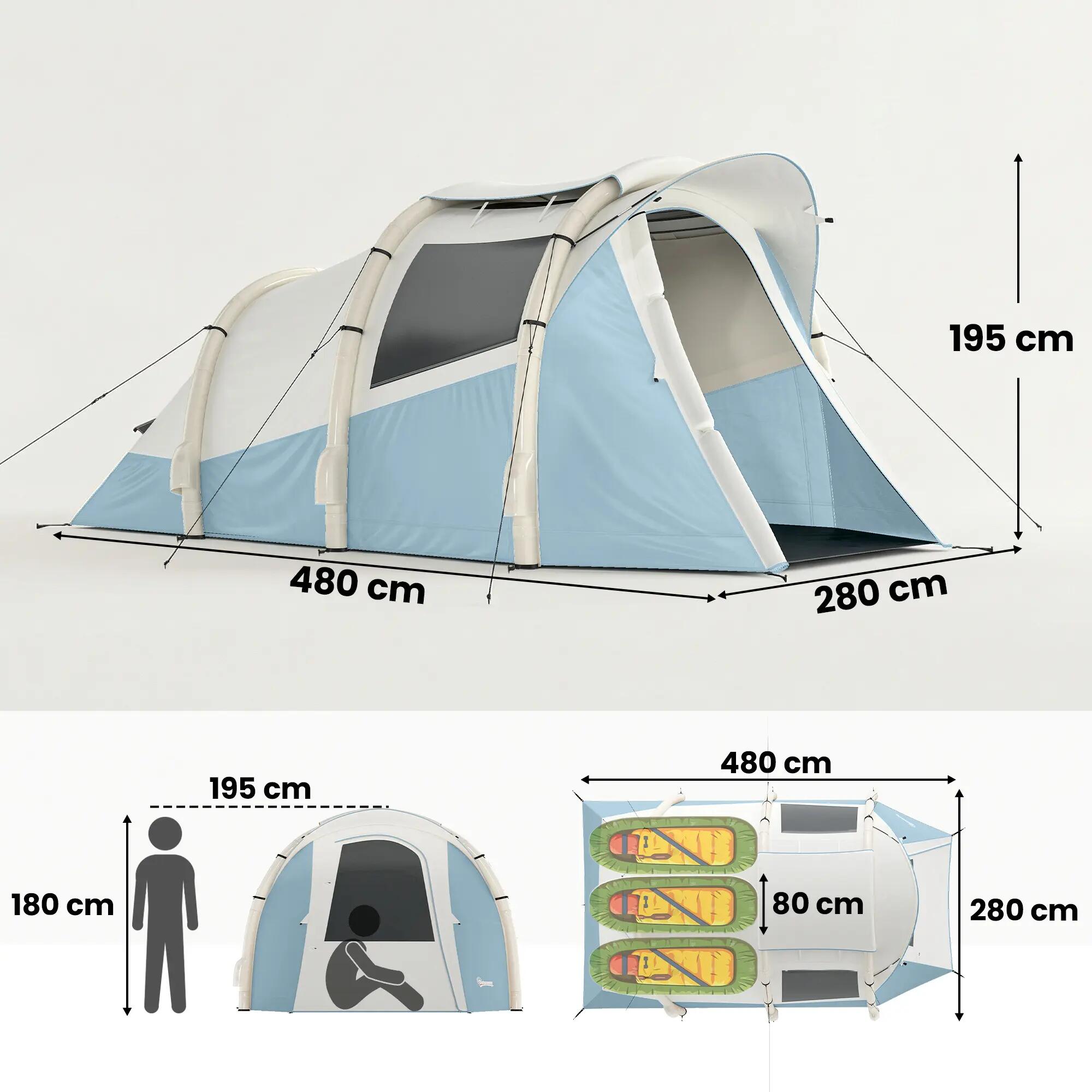 Tente gonflable 2-3 personnes pompe imperméable 3000 mm montage rapide 5/6
