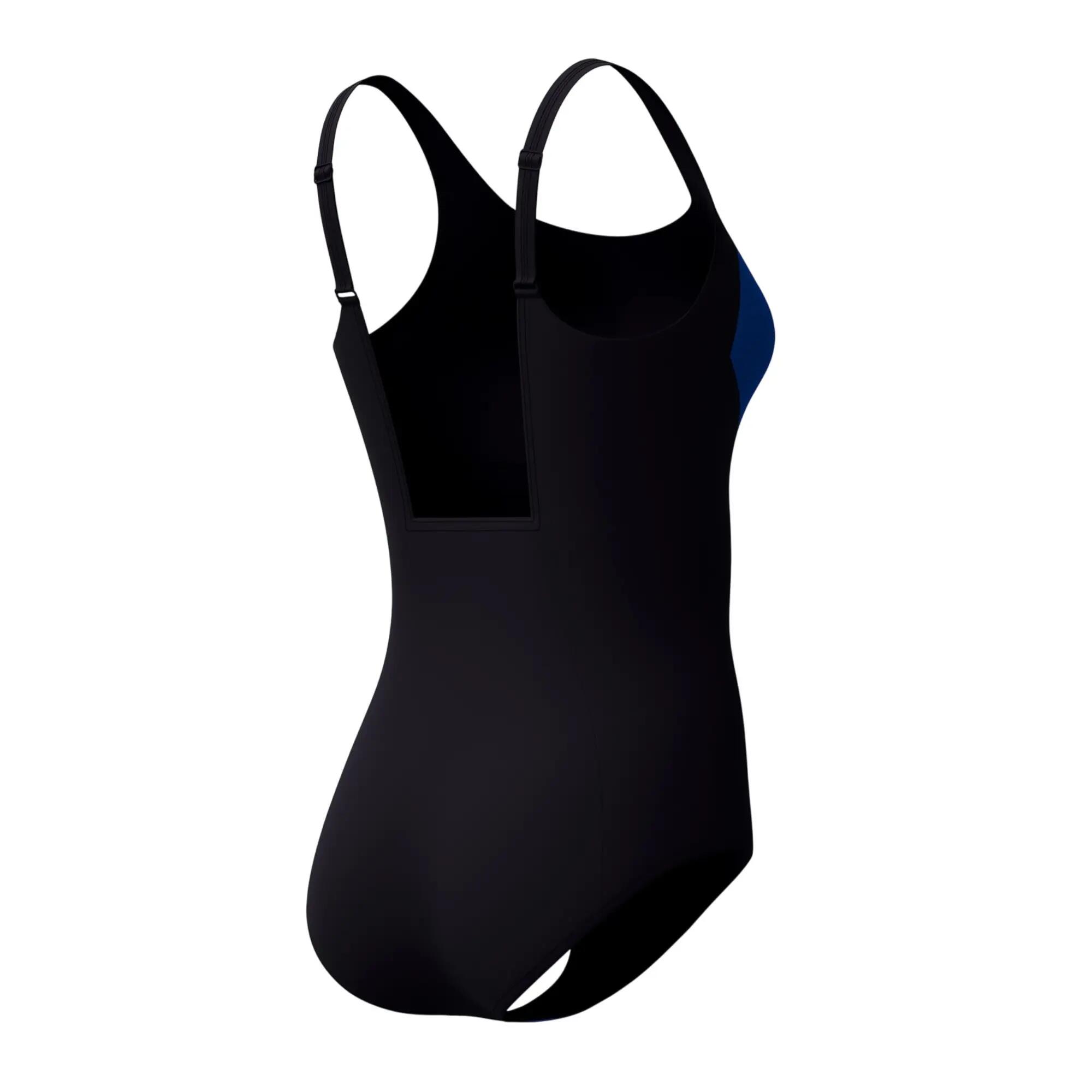 Maillot De Bain 1 Pièce Motif/style Contour Femme (Noir / Bleu Foncé) 3/4