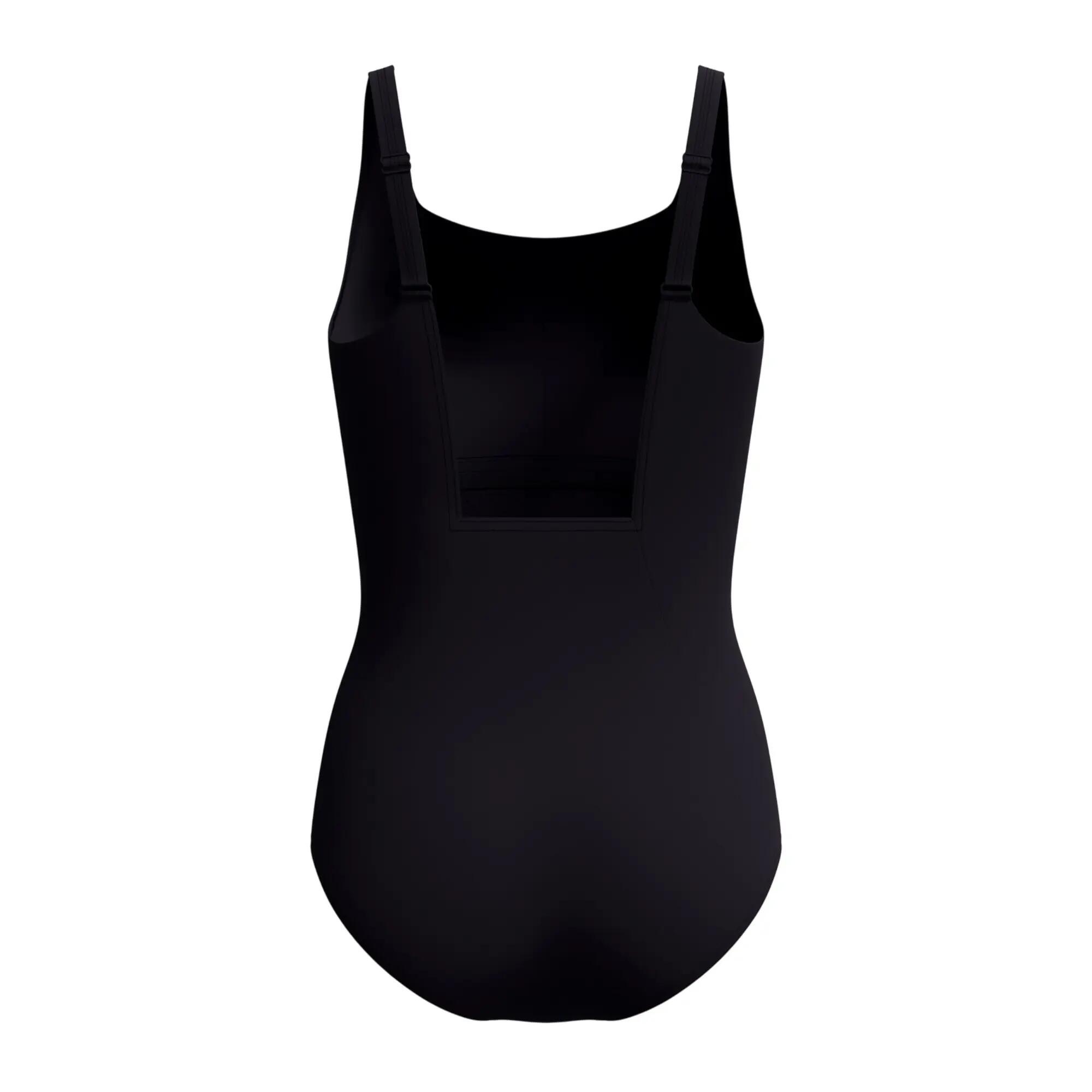 Maillot De Bain 1 Pièce Motif/style Contour Femme (Noir / Bleu Foncé) 2/4