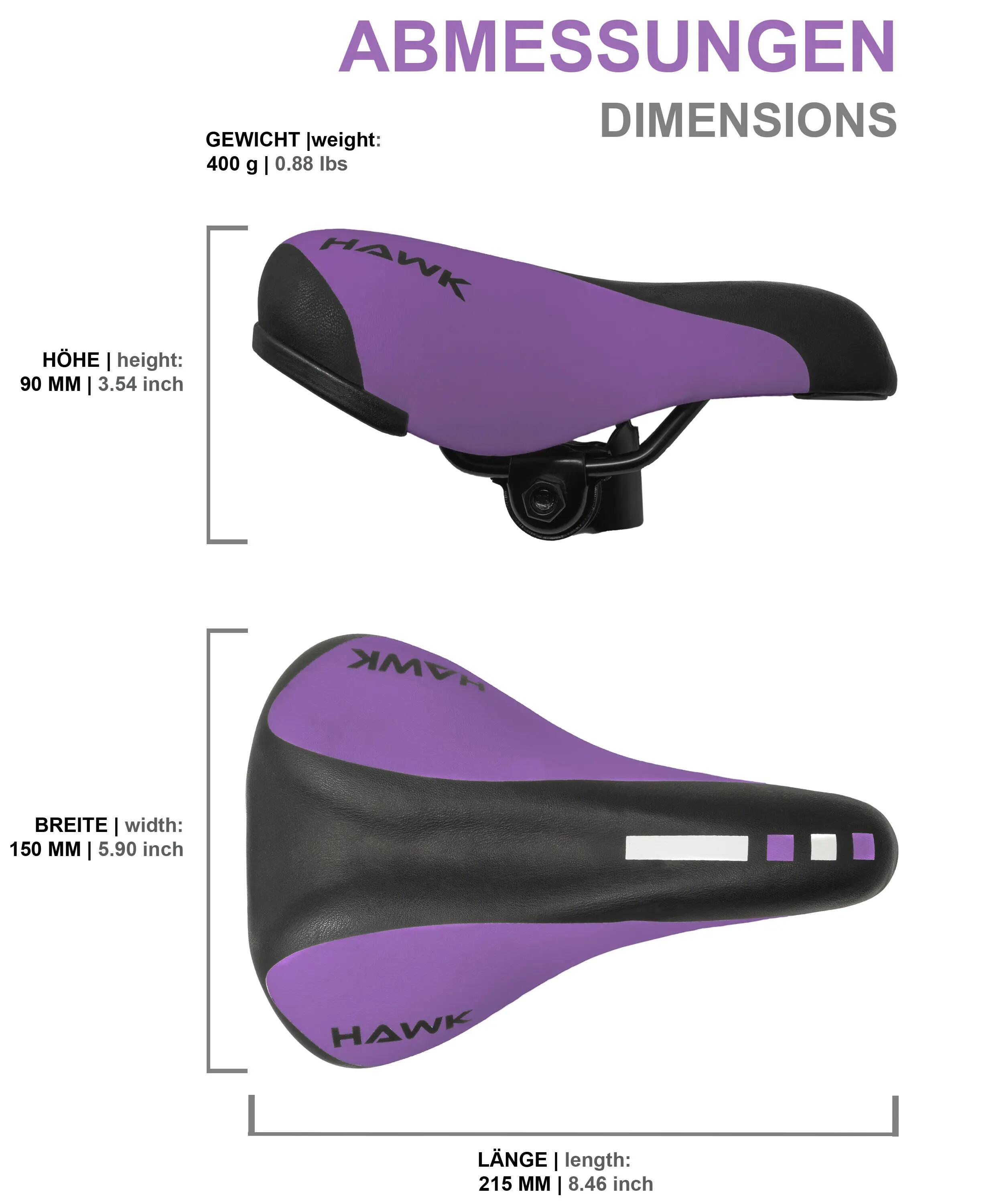 Sillín para bicicleta infantil 12/14/16/18 pulgadas 215x150 mm Violeta 3/6