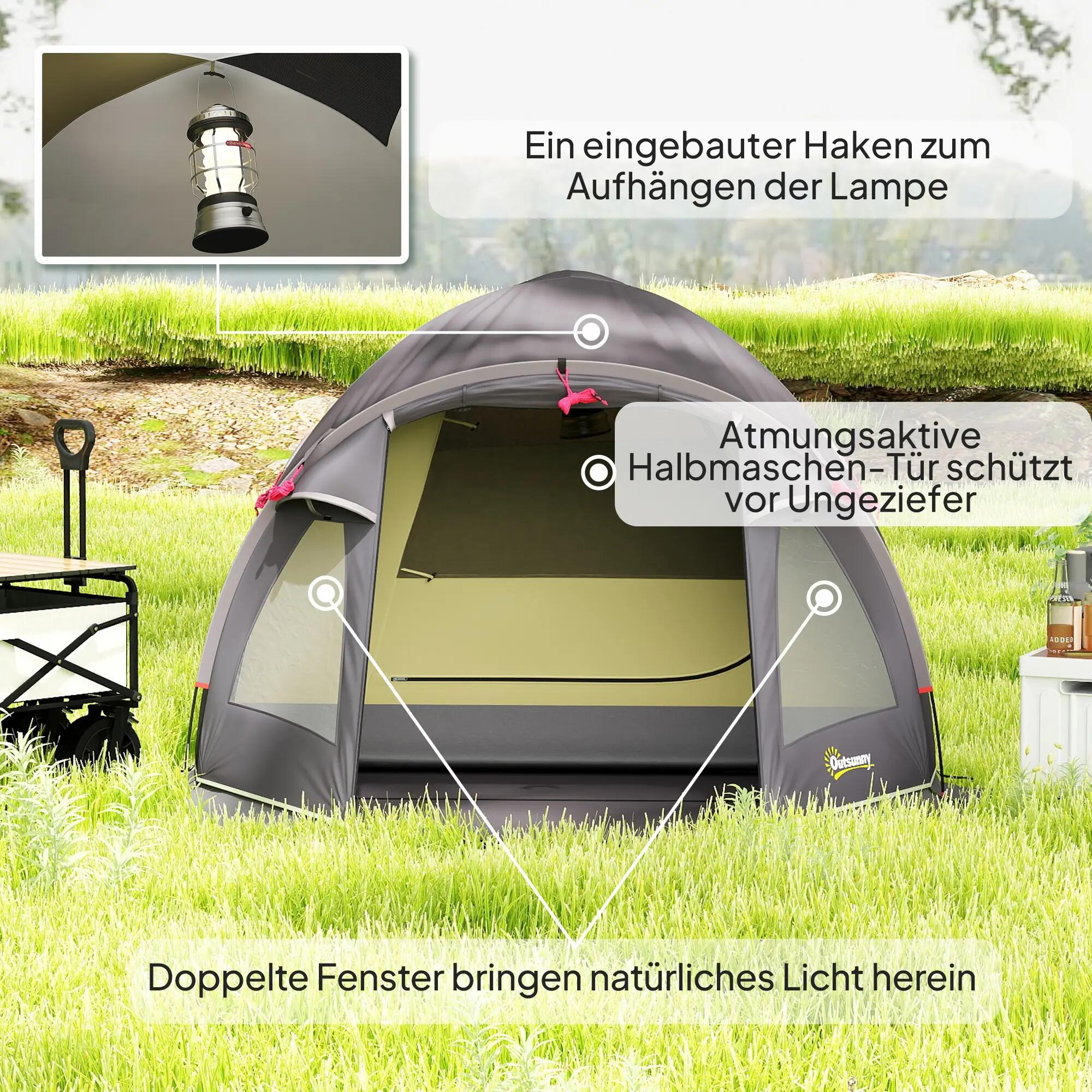 Tente de camping 2 places légère et stable avec protection UV 50+, tente tunnel 9/9