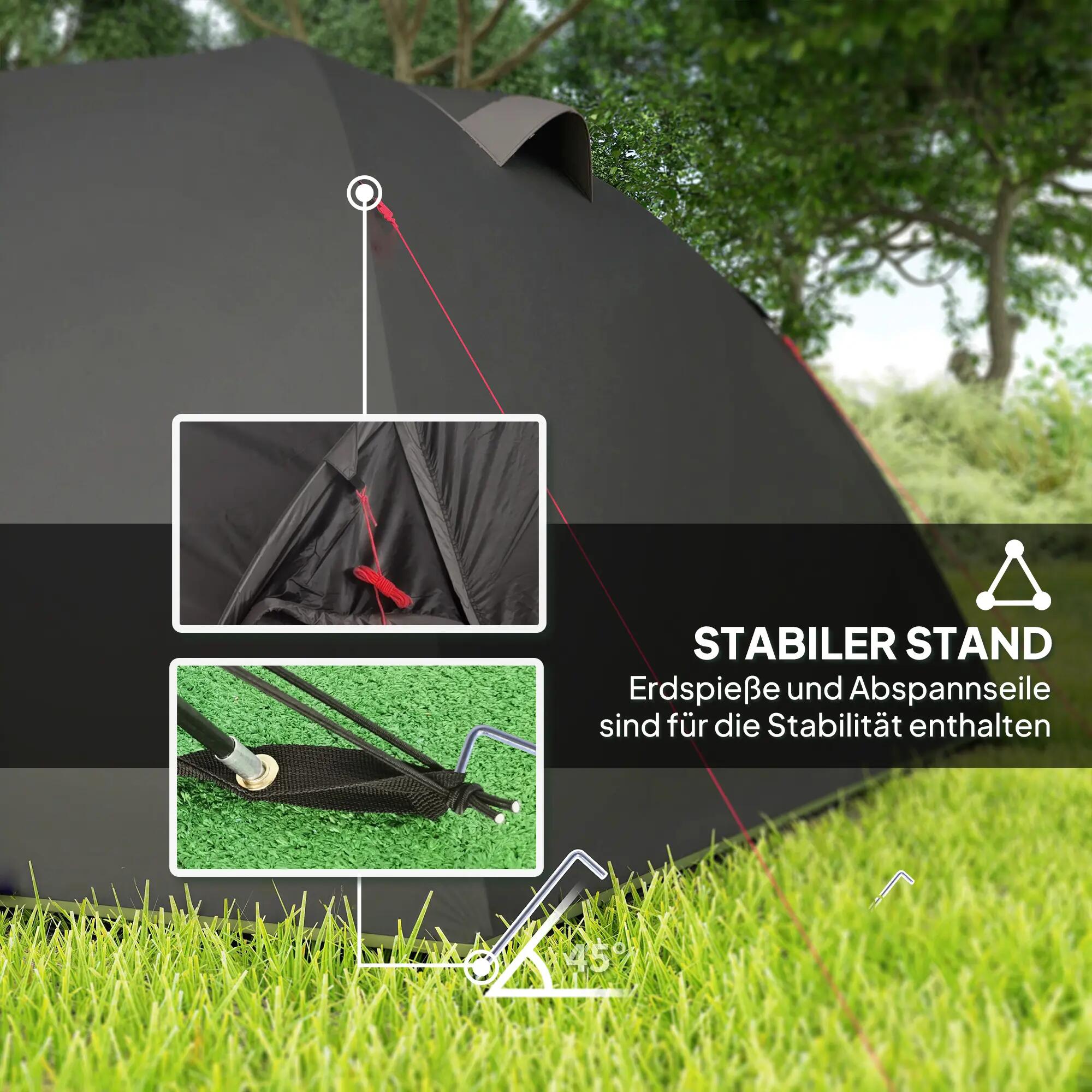 Tente de camping 2 places légère et stable avec protection UV 50+, tente tunnel 8/9