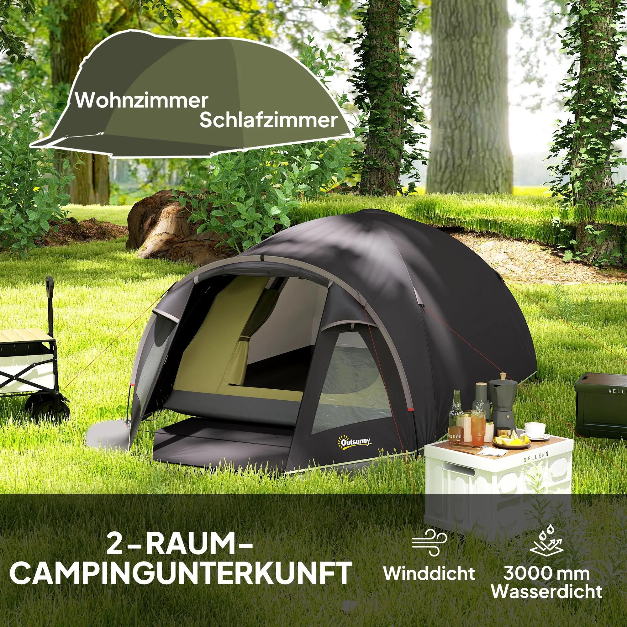 Tente de camping 2 places légère et stable avec protection UV 50+, tente tunnel 6/9