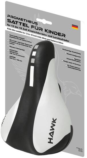 Selle vélo enfant 12/14/16/18 pouces 215x150 mm Ø22,2 mm Blanche
