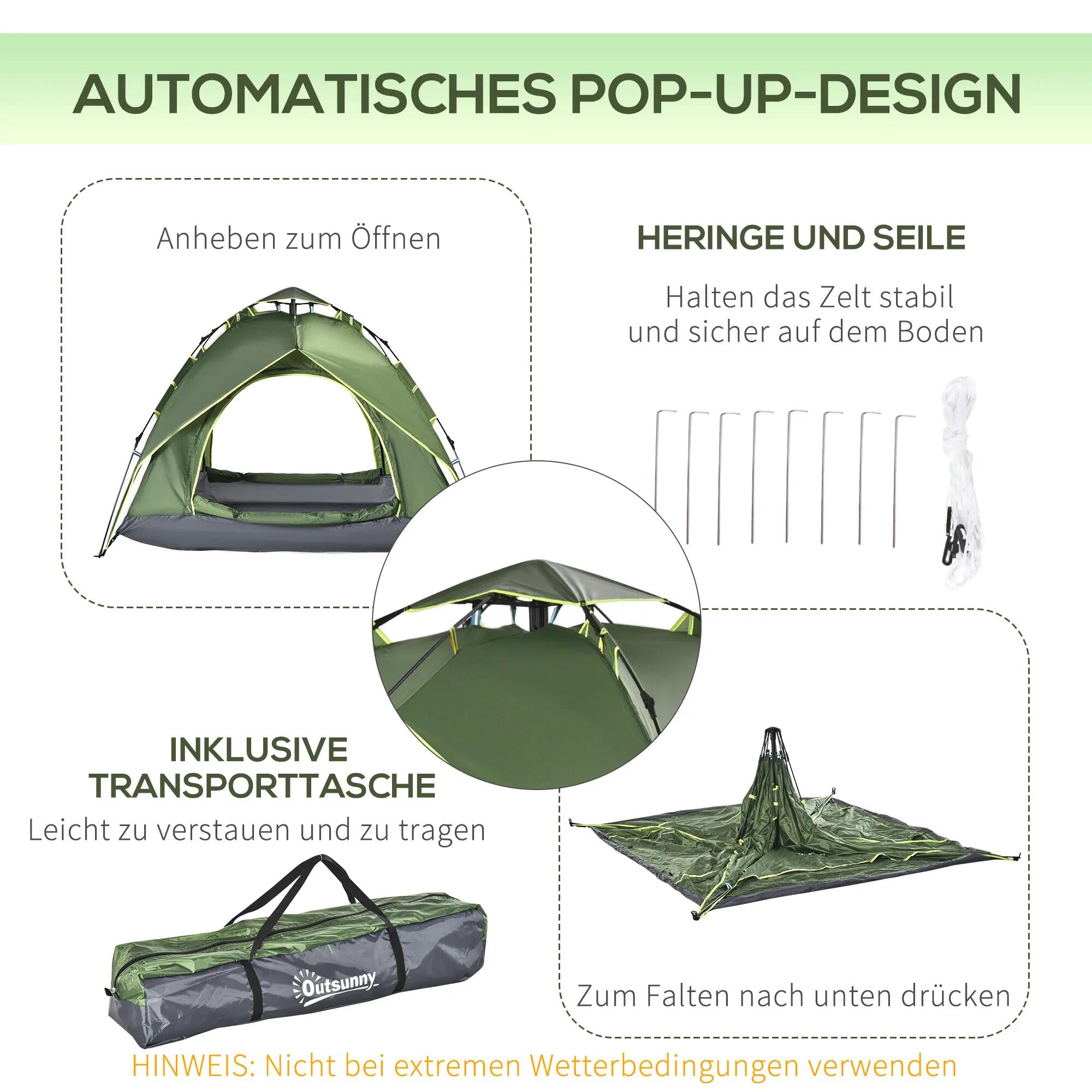 Tente camping 3 places imperméable 4 saisons 210x210x140 aventure 6/6