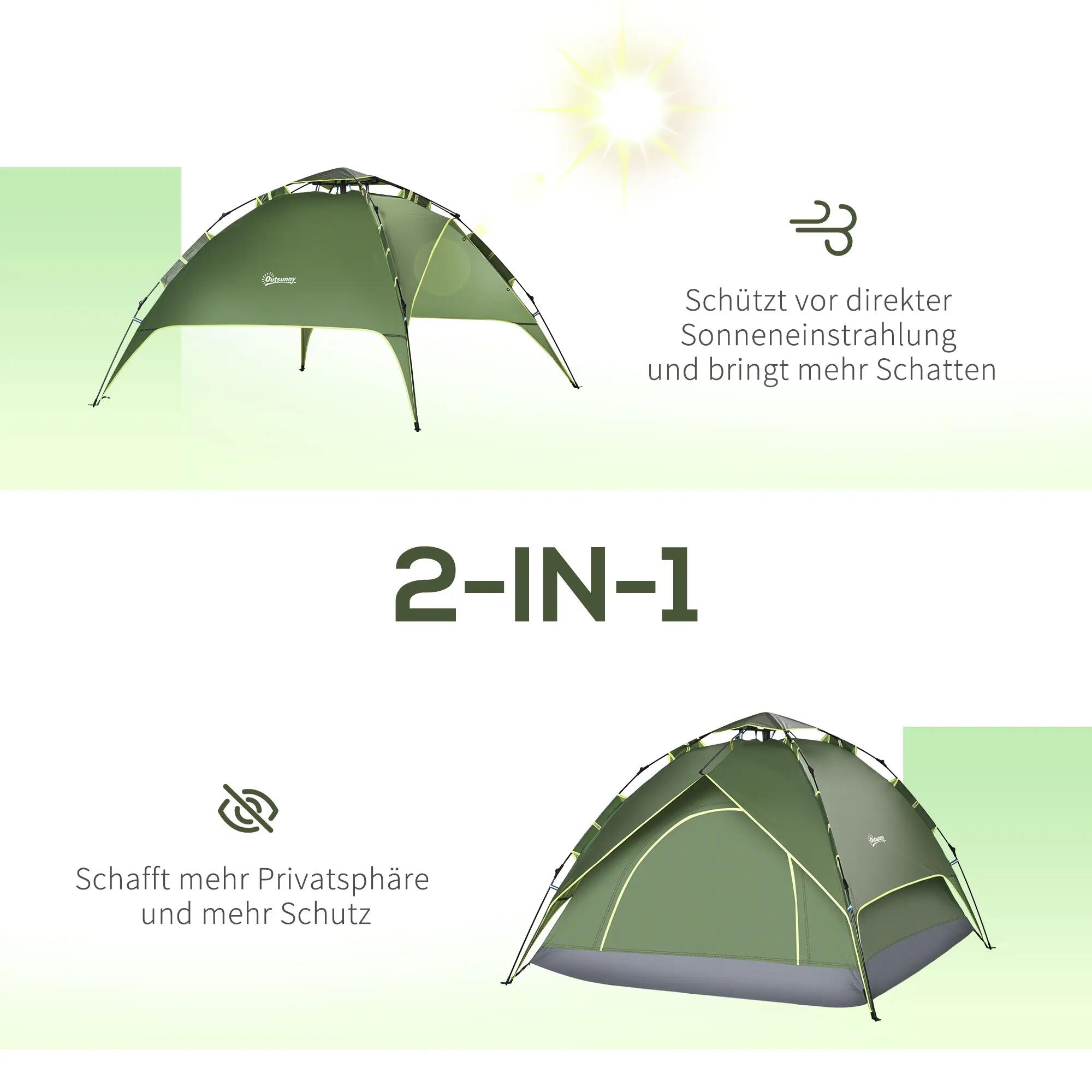 Tente camping 3 places imperméable 4 saisons 210x210x140 aventure 5/6