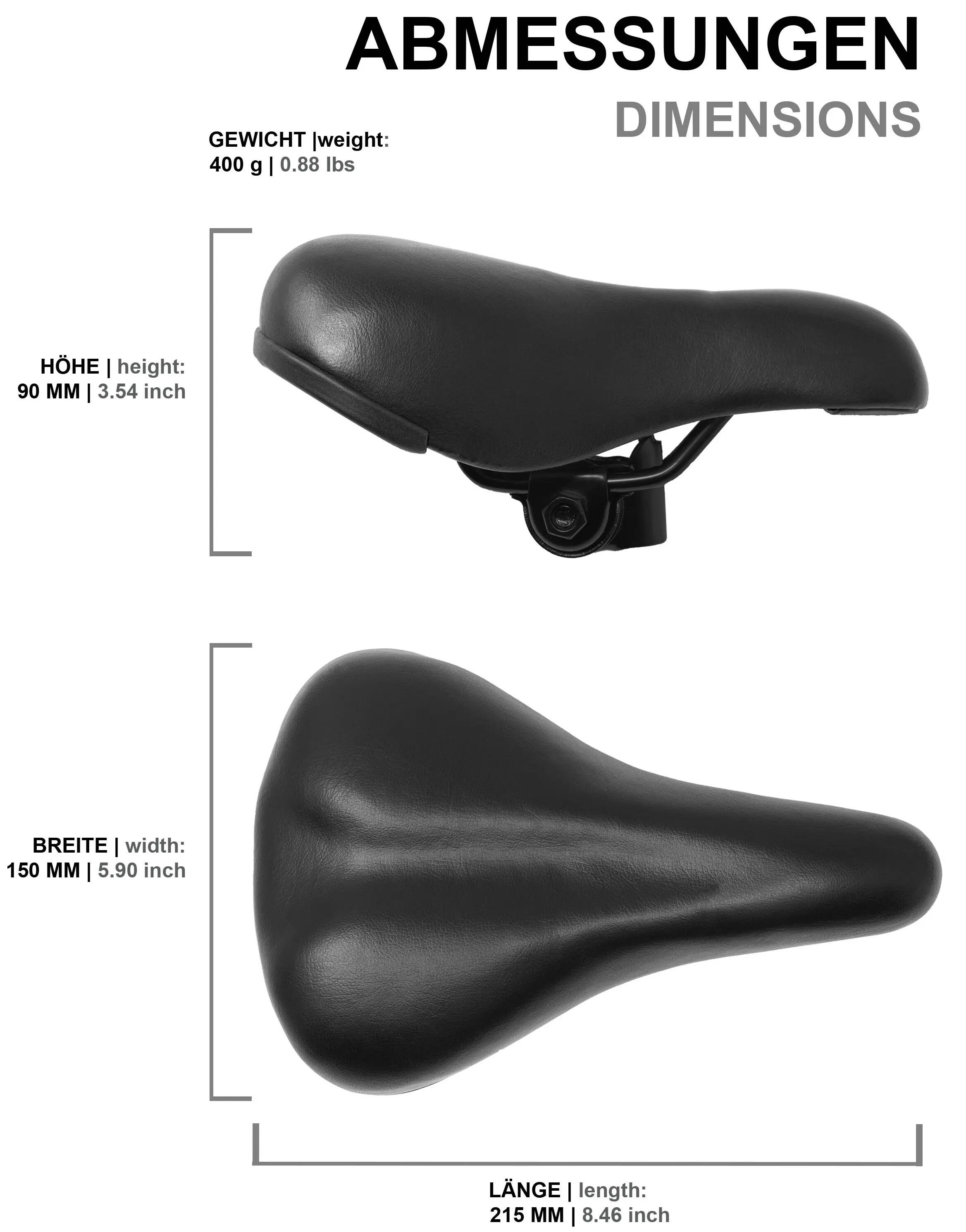 Selle vélo enfant 12/14/16/18 pouces 215x150 mm Ø22,2 mm Noire 3/6