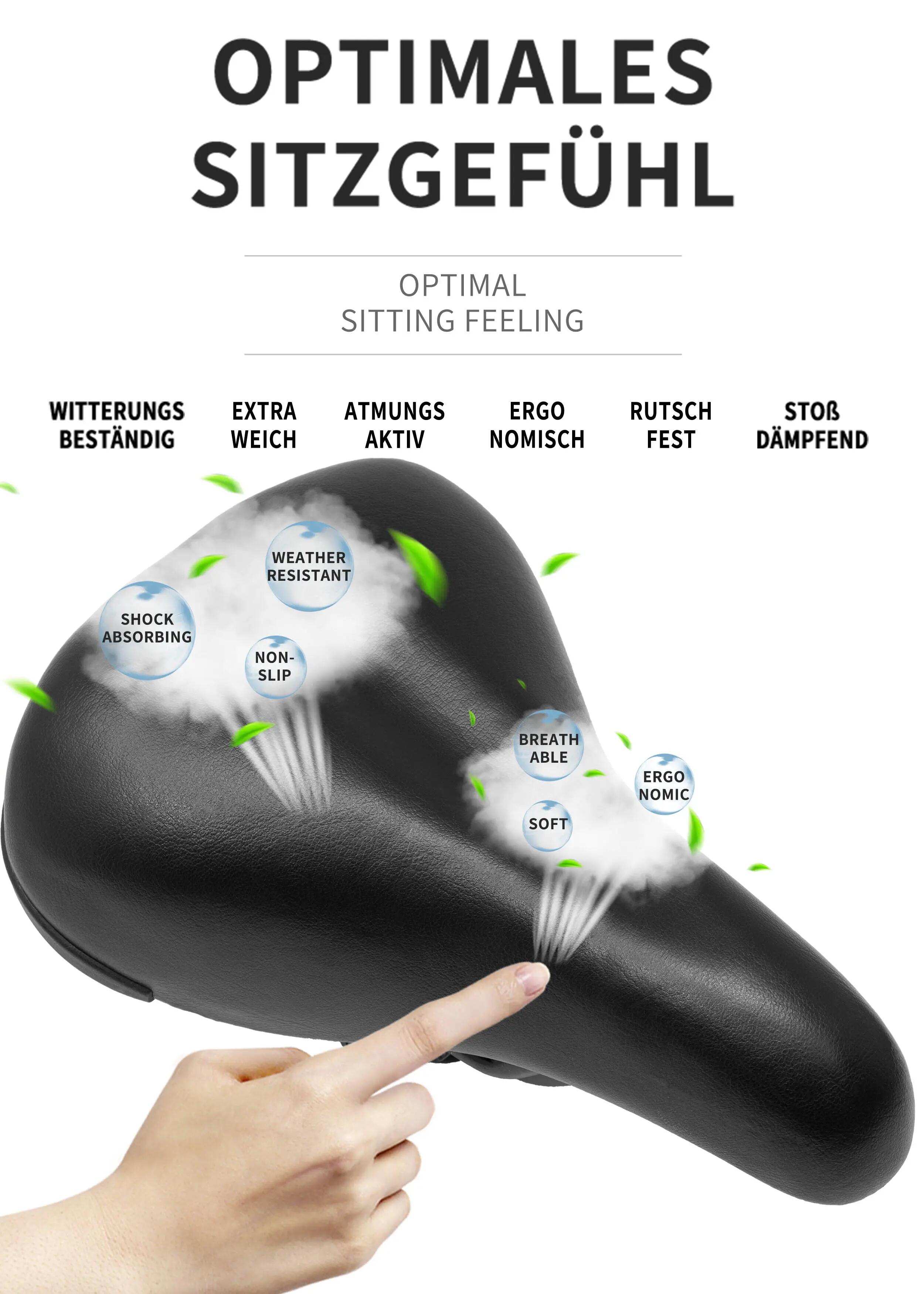 Selle vélo enfant 12/14/16/18 pouces 215x150 mm Ø22,2 mm Noire 2/6