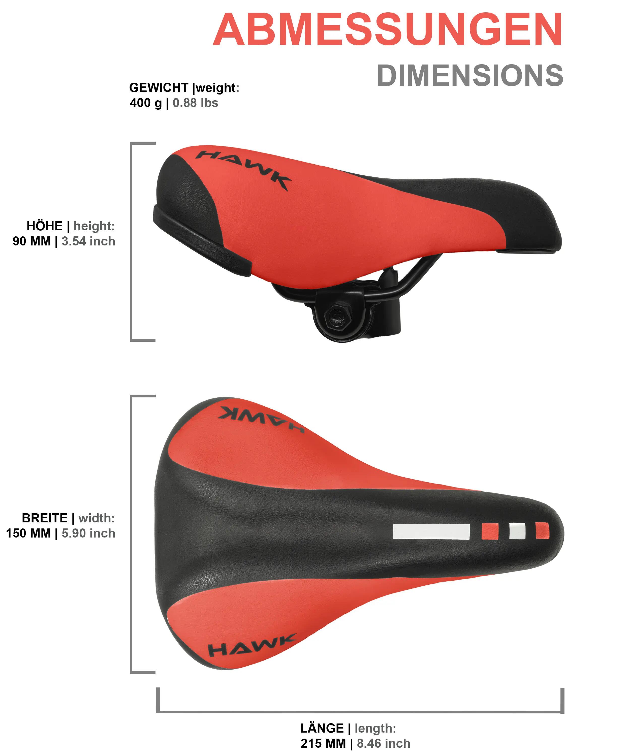 Sillín para bicicleta infantil 12/14/16/18 pulgadas 215x150 mm Rojo 3/6