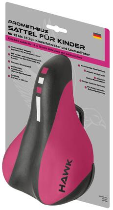 Selle vélo enfant 12/14/16/18 pouces 215x150 mm Ø22,2 mm Rouge