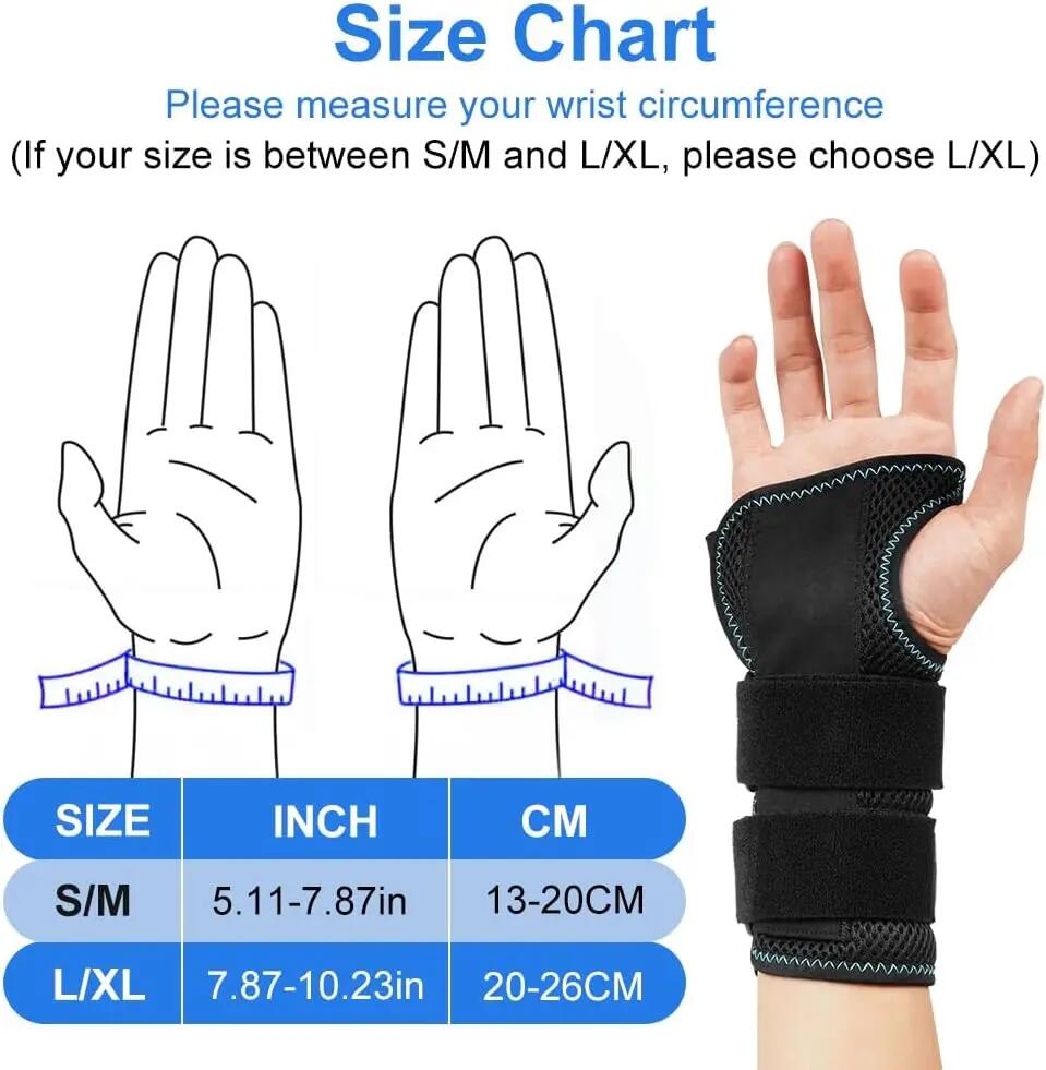 Attelle de poignet ajustable en 2 pièces avec 3 côtés métalliques, protection du 6/8