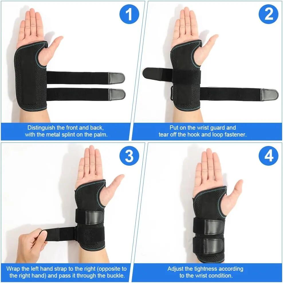 Attelle de poignet ajustable en 2 pièces avec 3 côtés métalliques, protection du 5/8
