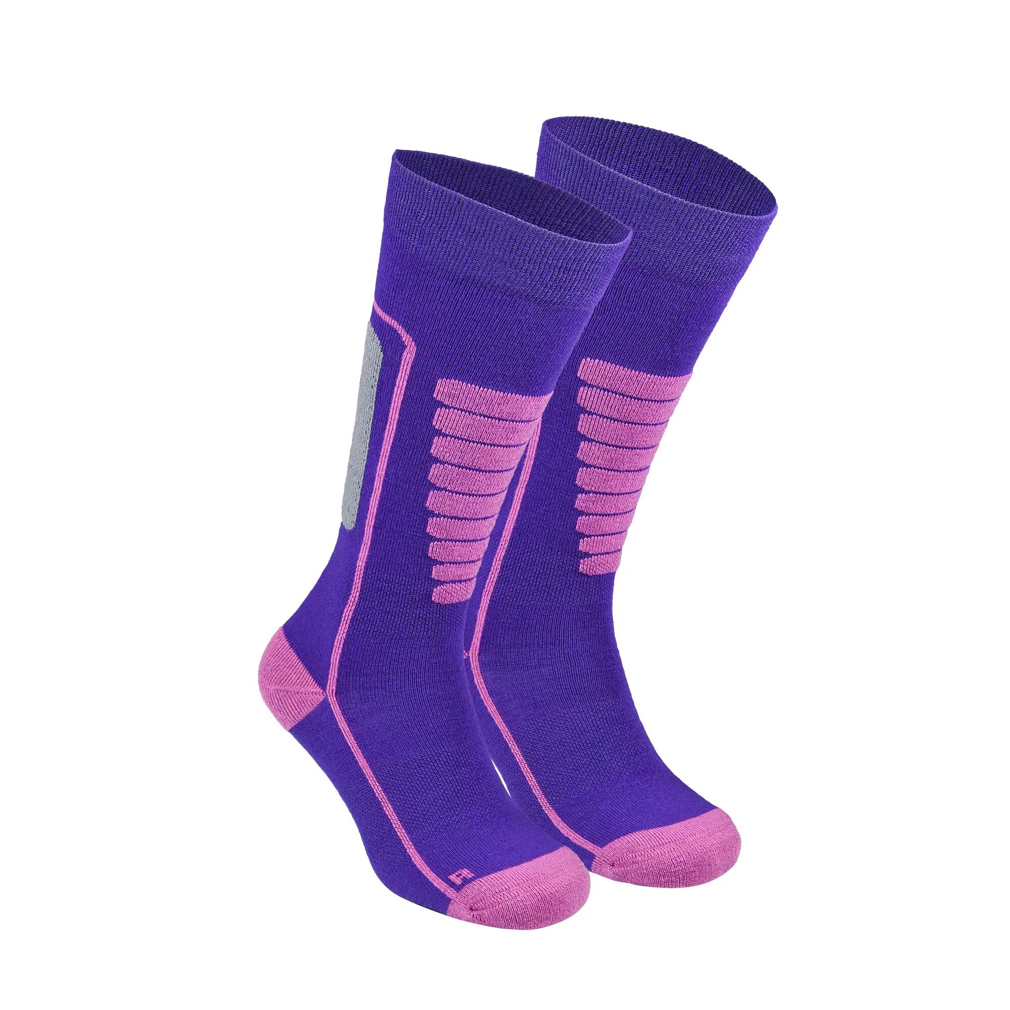 Meias de esqui para criança em lã merina com absorção de impacto-Courchevel Kids 4/6