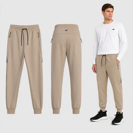 Spodnie treningowe joggery z technicznego materiału męskie czarne 4F Czarny XL