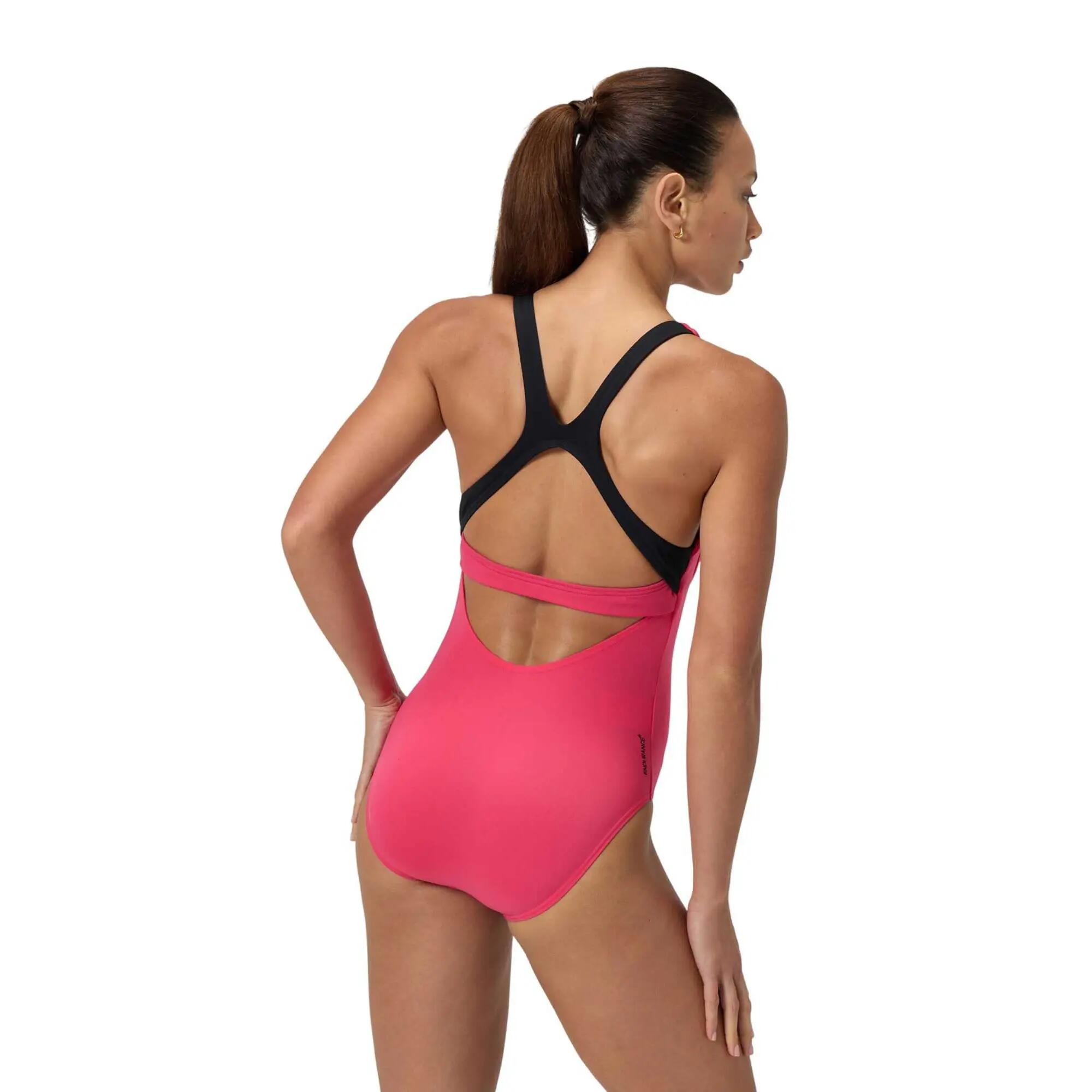 Maillot De Bain 1 Pièce Dos Nageur Motif/style Bicolore Femme (Rose Foncé) 2/7