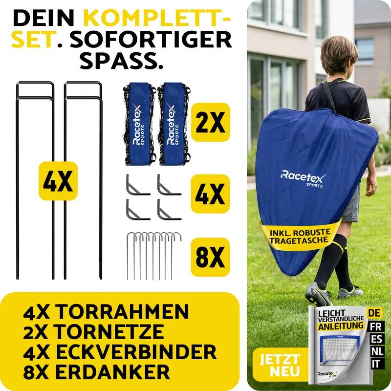 Kinder - fußball - pop-up tore 2er - faltbar - racetex - blau 6/7