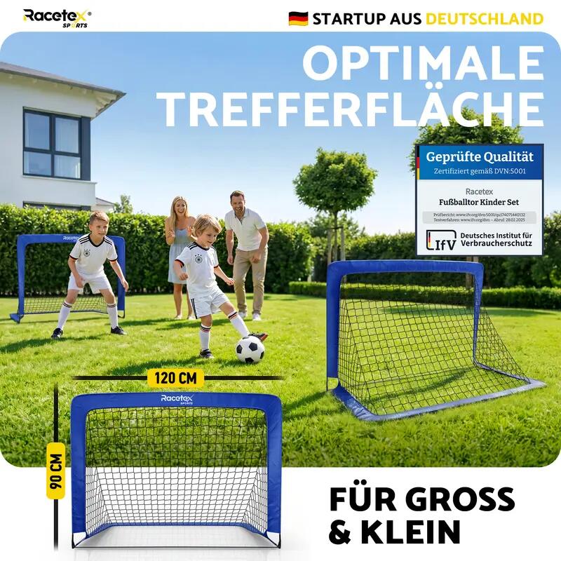 Kinder - fußball - pop-up tore 2er - faltbar - racetex - blau 4/7