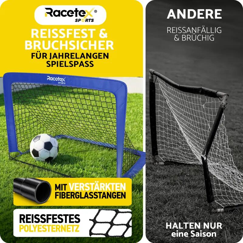 Kinder - fußball - pop-up tore 2er - faltbar - racetex - blau 3/7