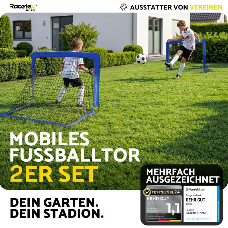Kinder - fußball - pop-up tore 2er - faltbar - racetex - blau 2/7