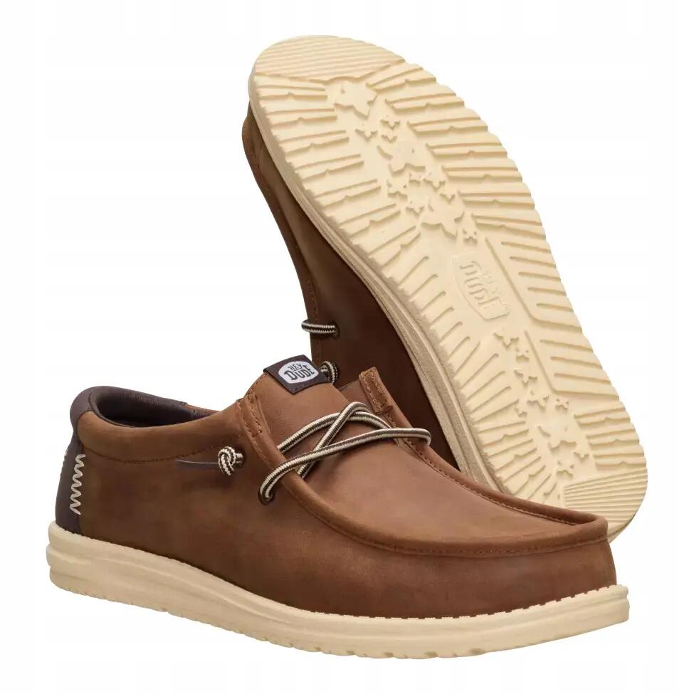 HeyDude Męskie Buty Mokasyny Wsuwane Skórzane Wally Full Grain Leather 48 3/4
