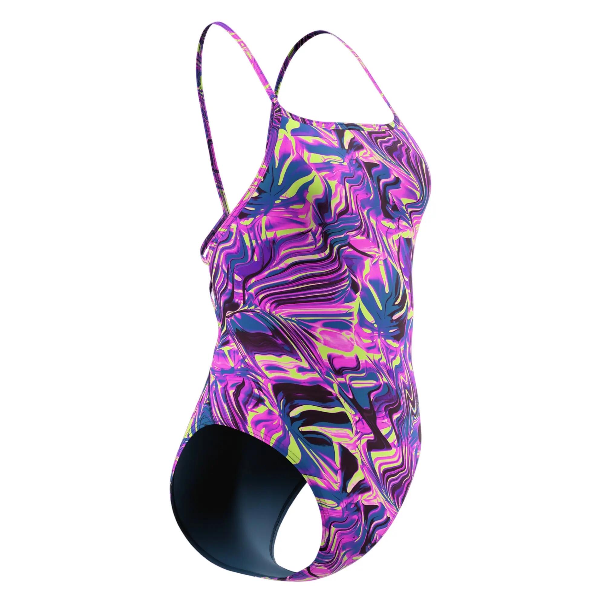 Maillot De Bain 1 Pièce Dos À Sangles Fines Motif/style Tourbillon Femme (Rose 5/5