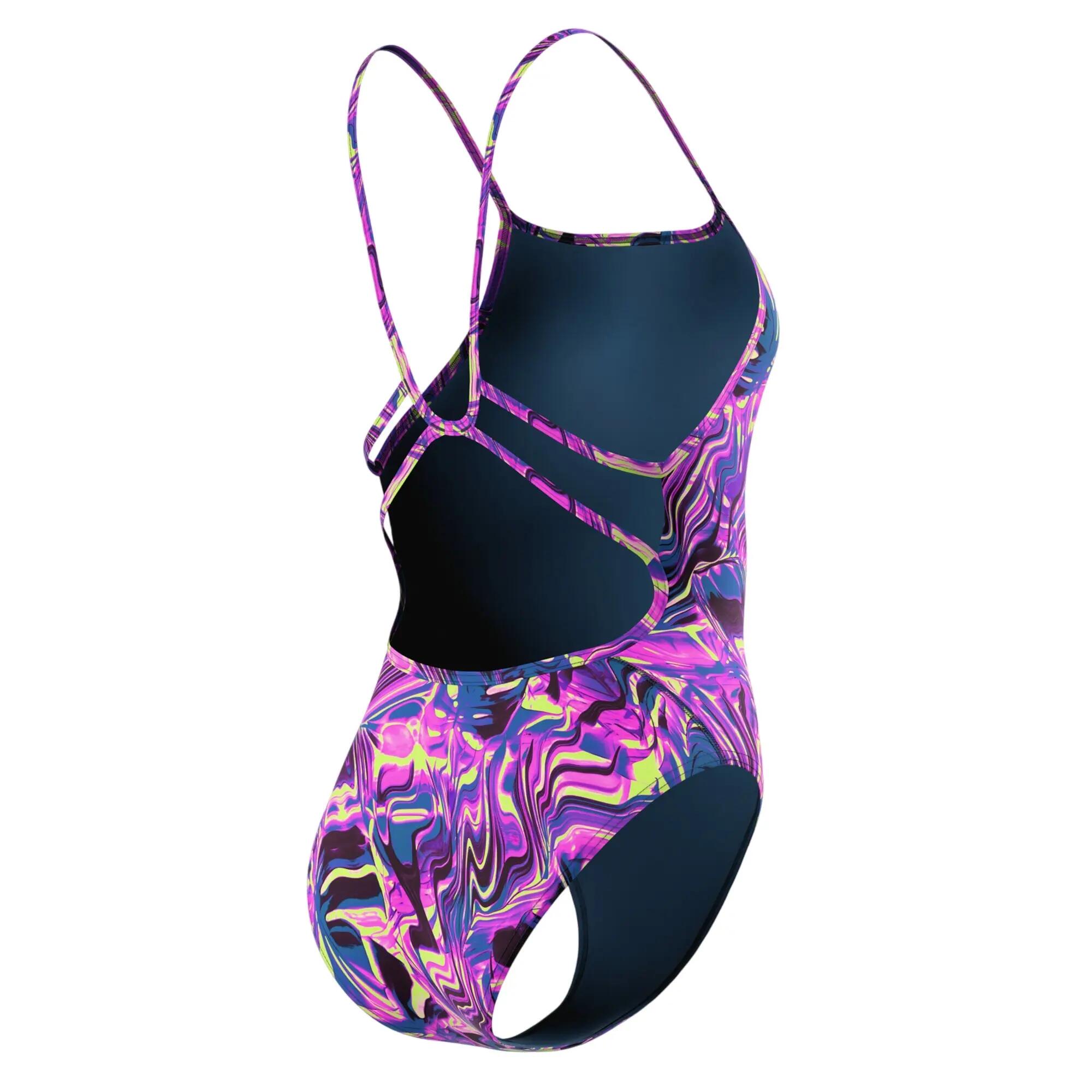 Maillot De Bain 1 Pièce Dos À Sangles Fines Motif/style Tourbillon Femme (Rose 4/5