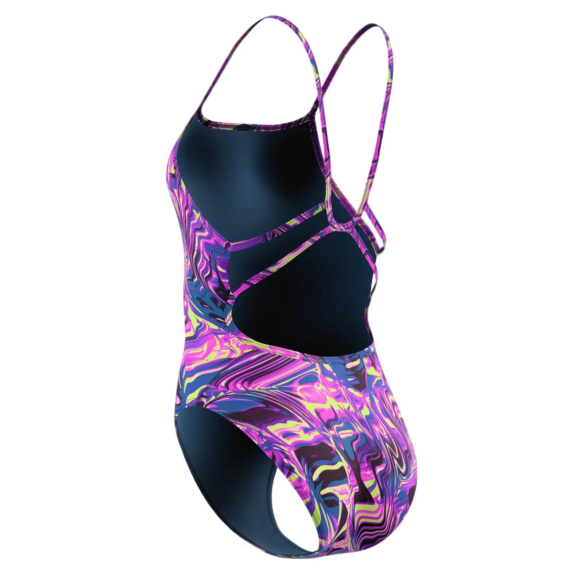 Maillot De Bain 1 Pièce Dos À Sangles Fines Motif/style Tourbillon Femme (Rose 3/5