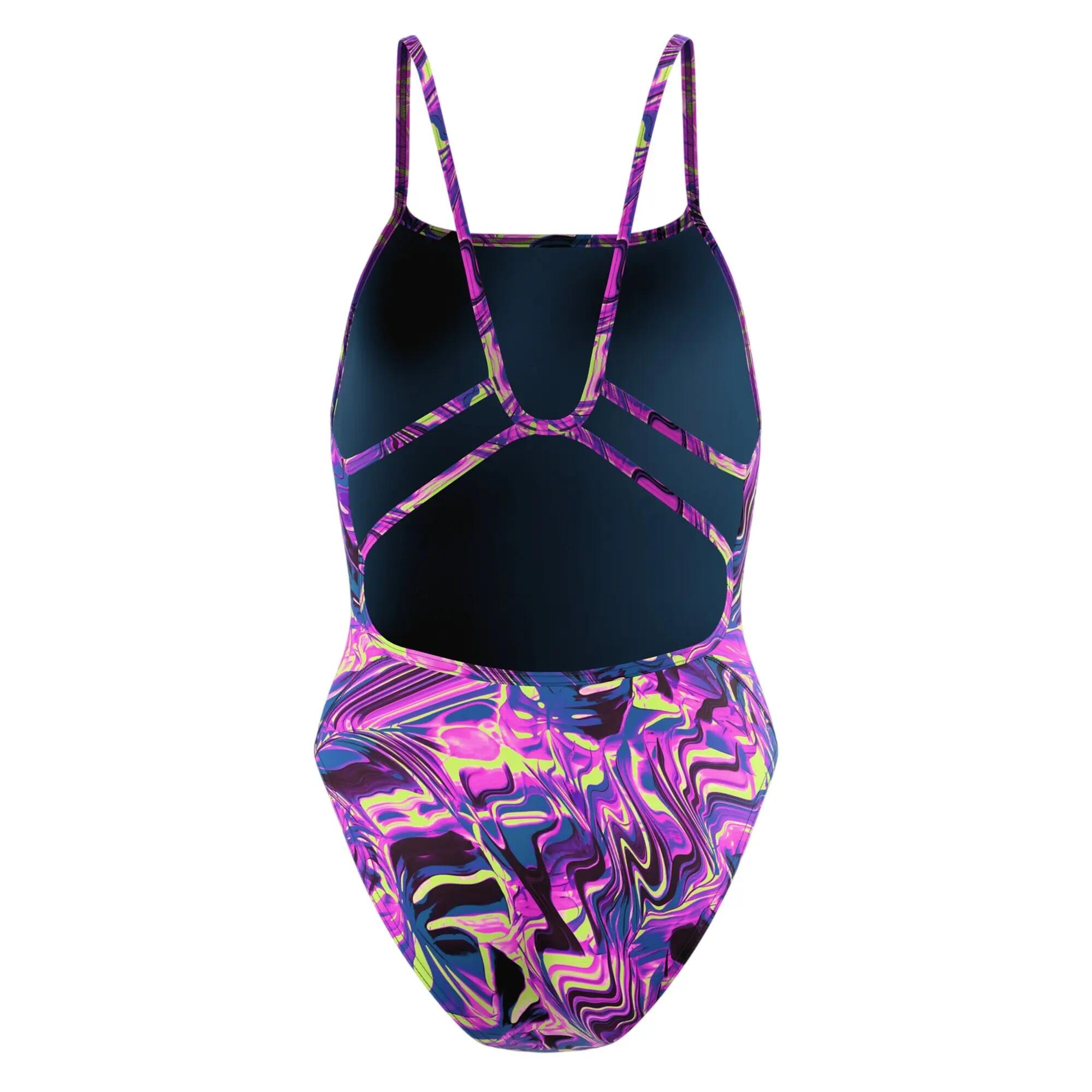 Maillot De Bain 1 Pièce Dos À Sangles Fines Motif/style Tourbillon Femme (Rose 2/5