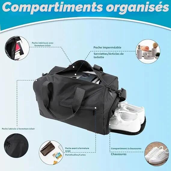 Sac de sport 22L rose avec compartiment à chaussures, sac de voyage multif 3/7
