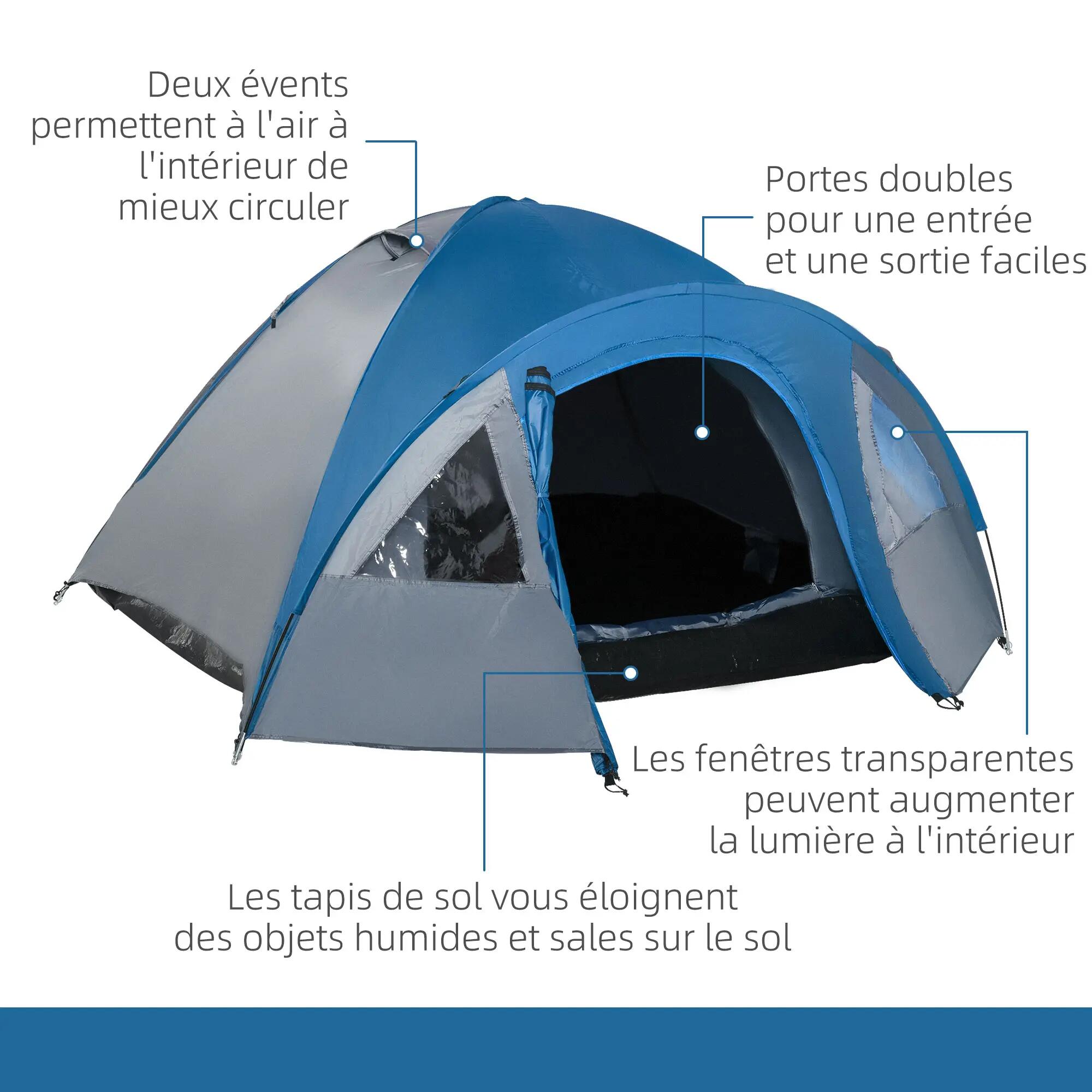 Tente de camping familiale 3 personnes tente dôme étanche légère, ventilée facil 9/9
