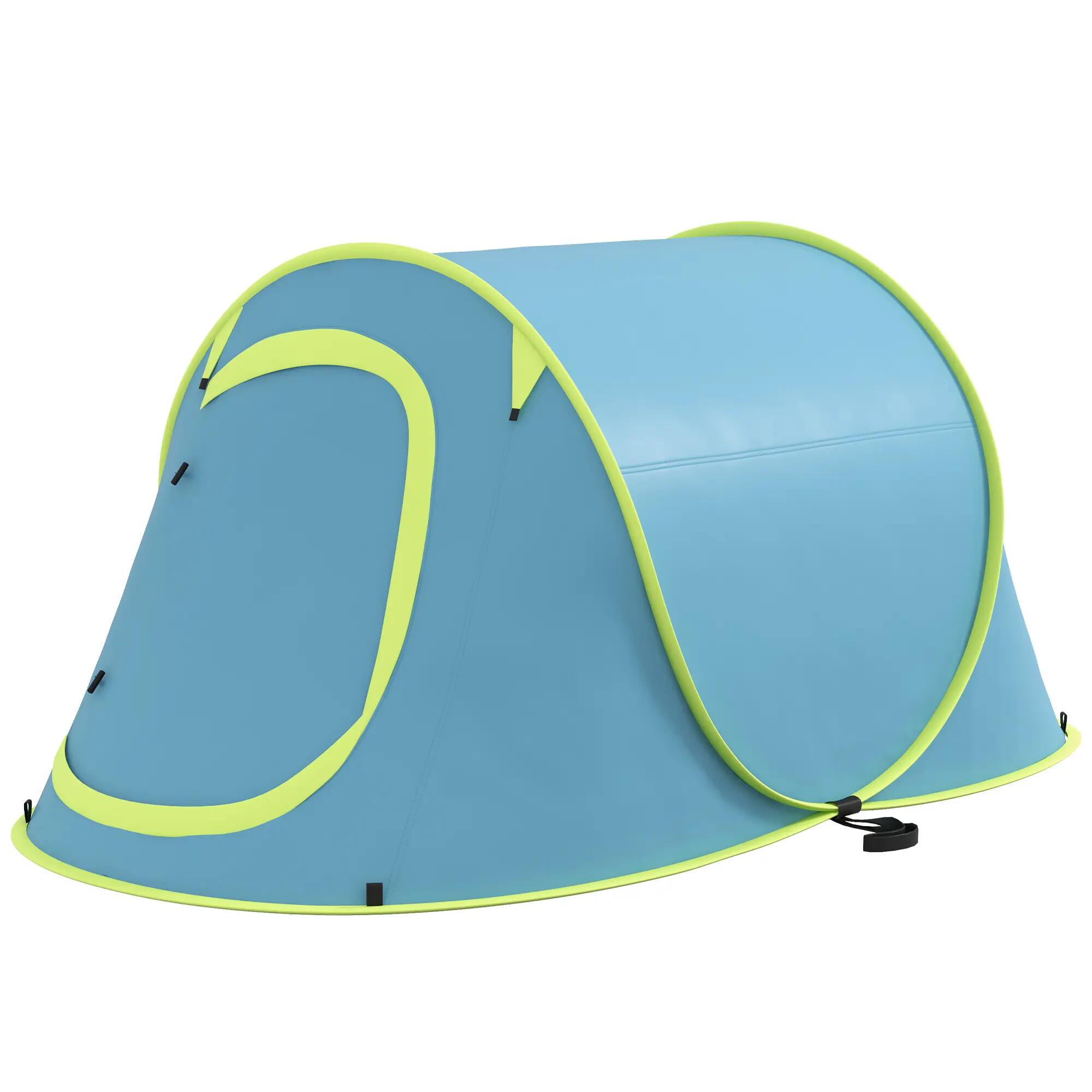Tente 2 personnes imperméable 2000 mm sac transport 245x148x105 cm bleue 2/6