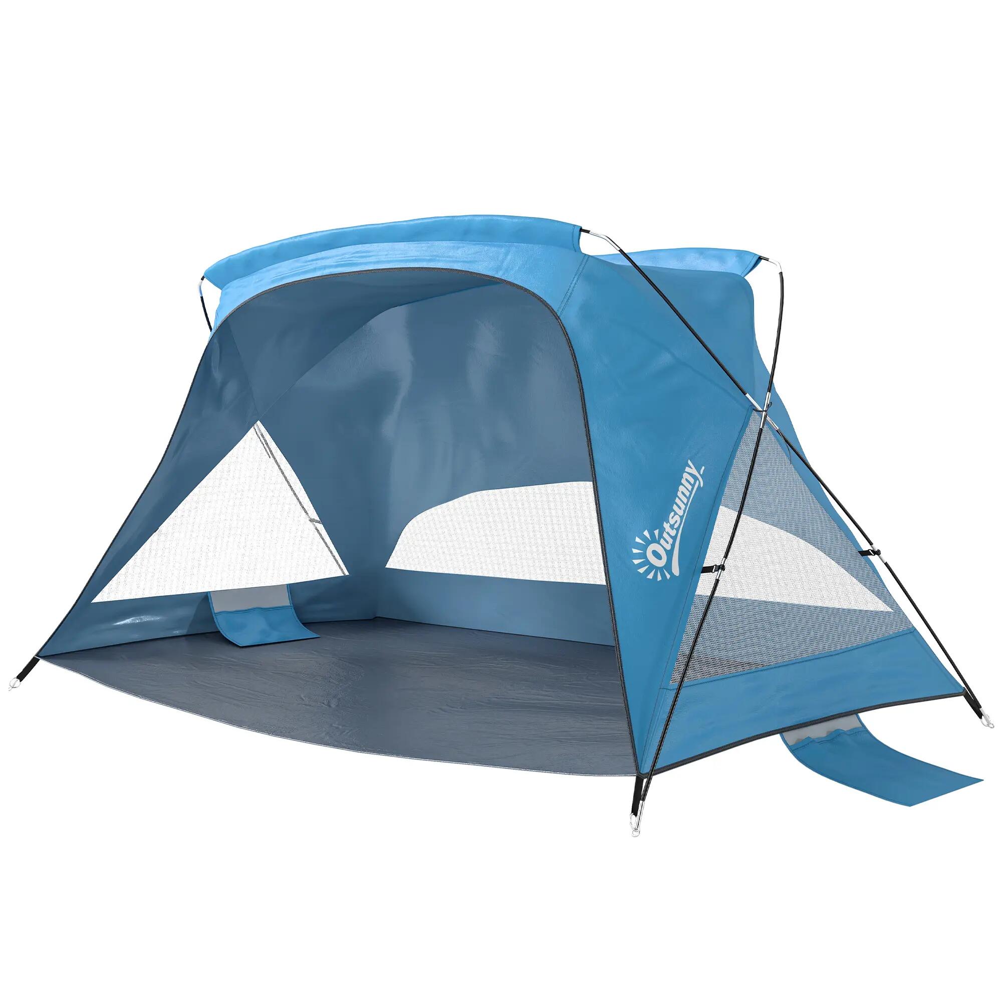 Tente de plage pour 2 à 3 personnes avec sacs de sable, porte, fenêtres, protect 2/9