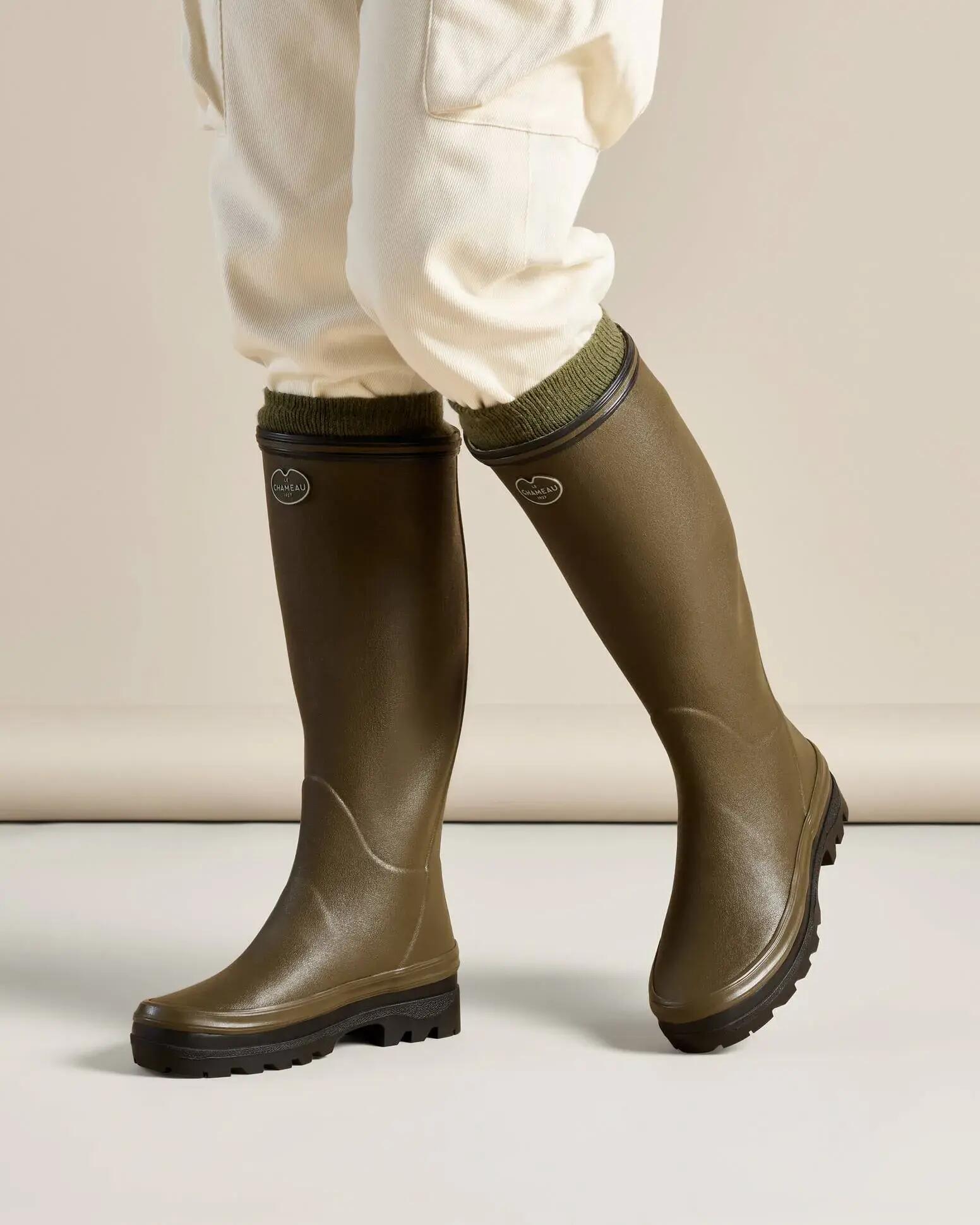 Bottes Giverny Femme Le Chameau Doublées Jersey Vert Chameau 6/6