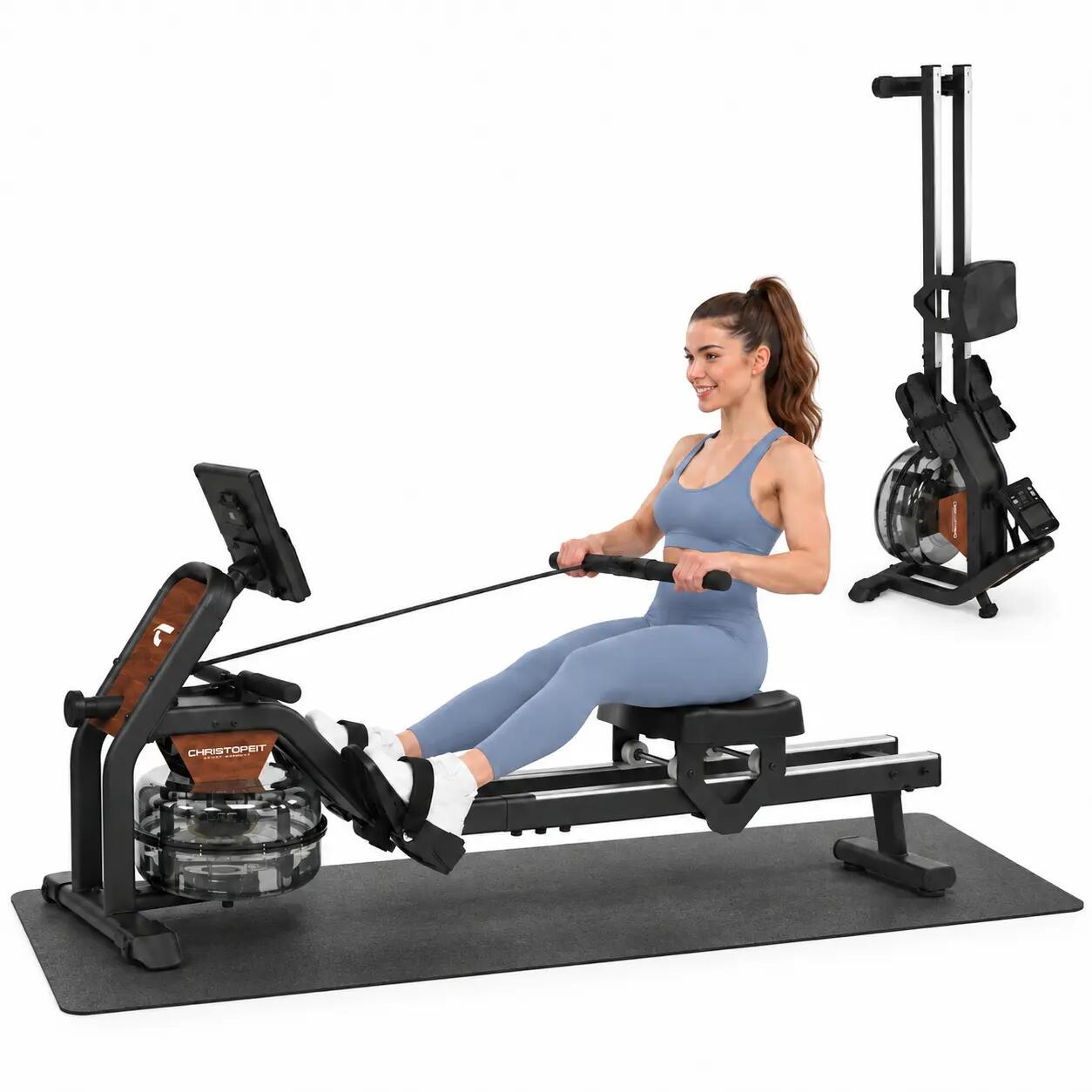 Rameur à résistance à l'eau - siège surélevé 120 kg, tapis inclus - Garda 1/8